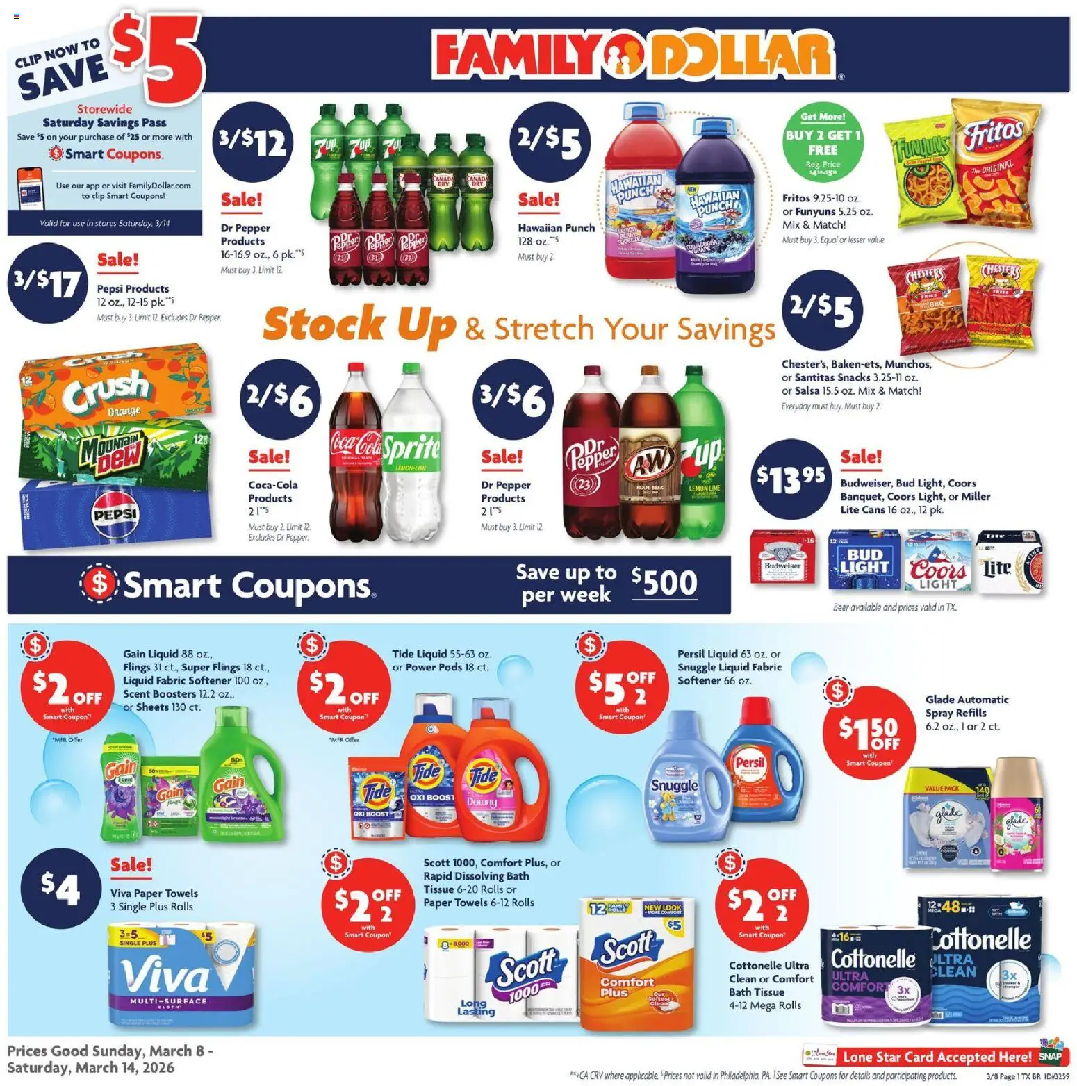 Family Dollar Weekly Ad - page 1- valid from 03/08/2026