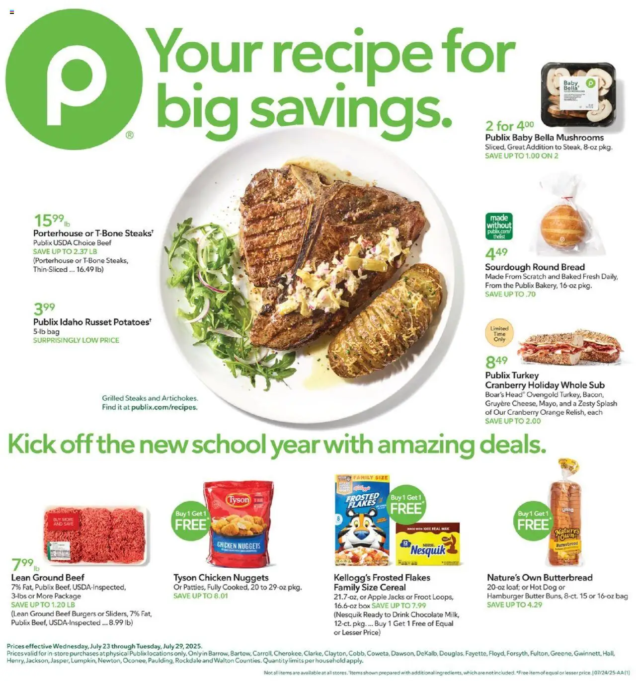 Publix Weekly Ad - page 1- valid from 07/23/2025