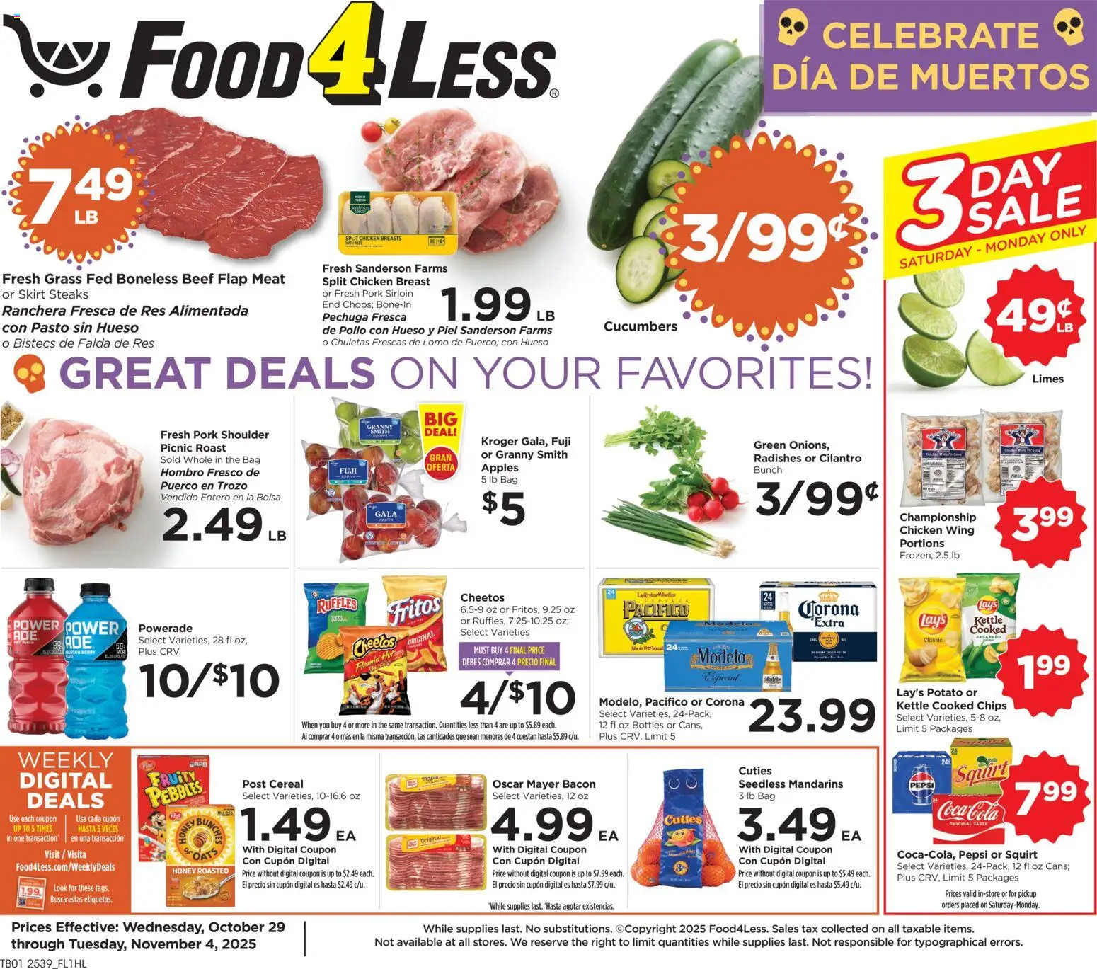 Food 4 Less Weekly Ad - page 1- valid from 10/29/2025