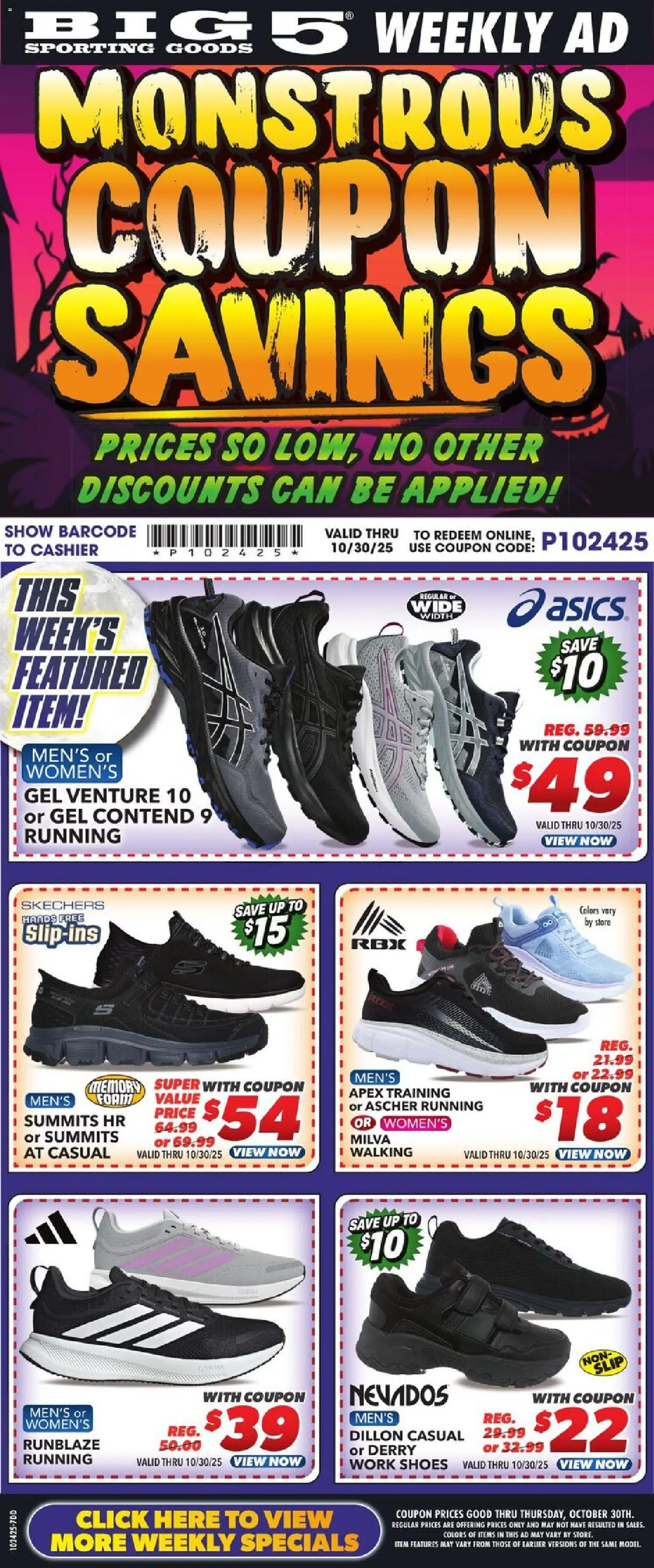 Big 5 Sporting Goods Weekly Ad - page 1- valid from 10/24/2025