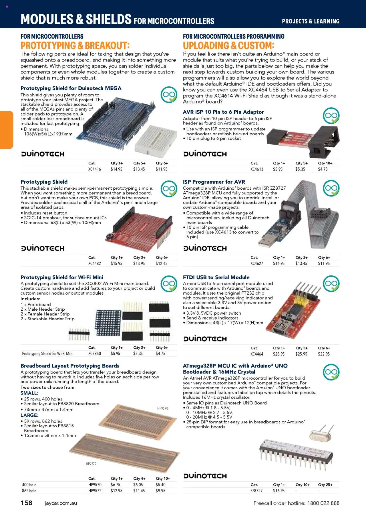 Jaycar Engineering & Scientific Catalogue 2025/2026  - page 158- valid from 09/07/2025