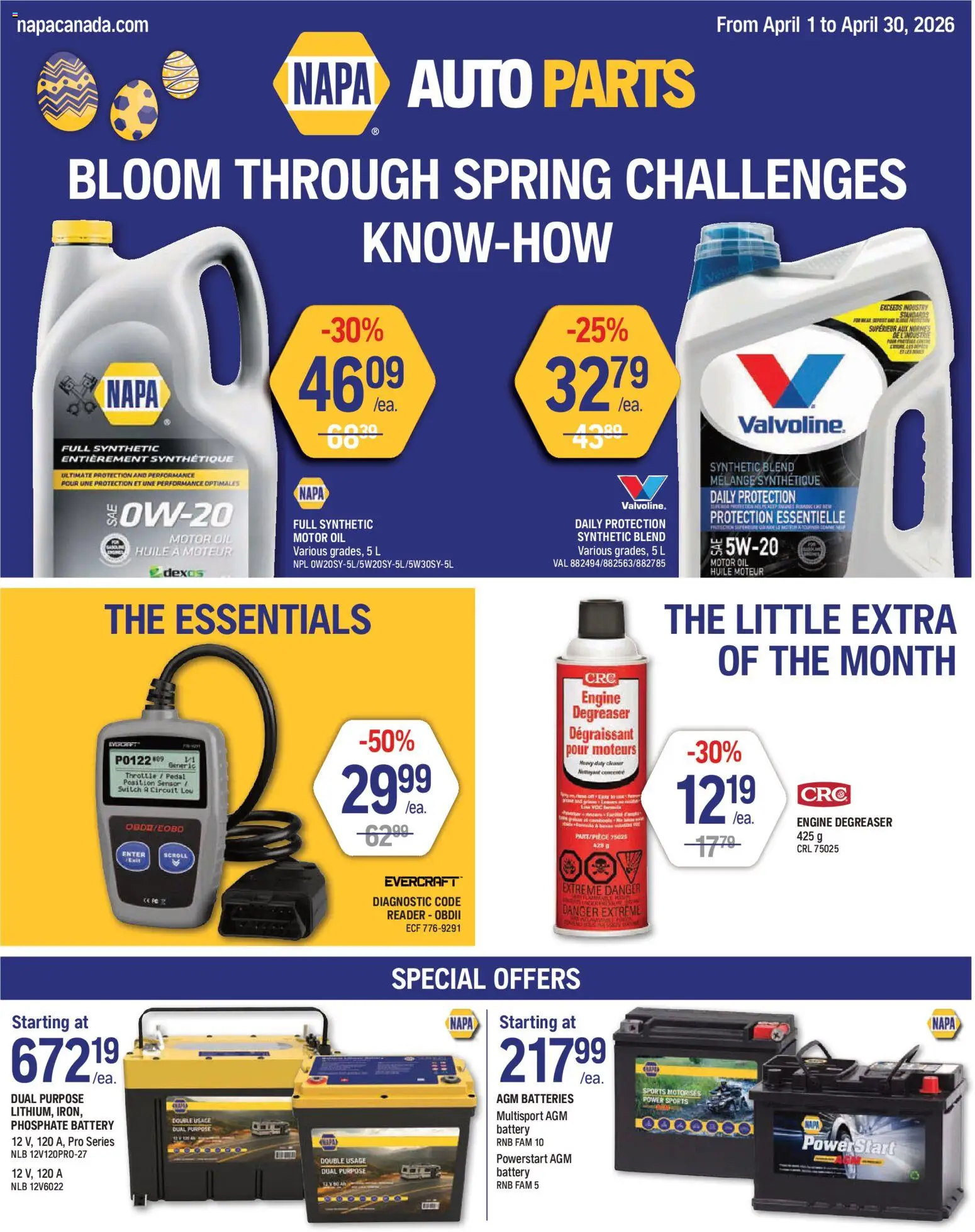 NAPA Auto Parts weekly flyer - page 1- valid from Apr 1, 2026