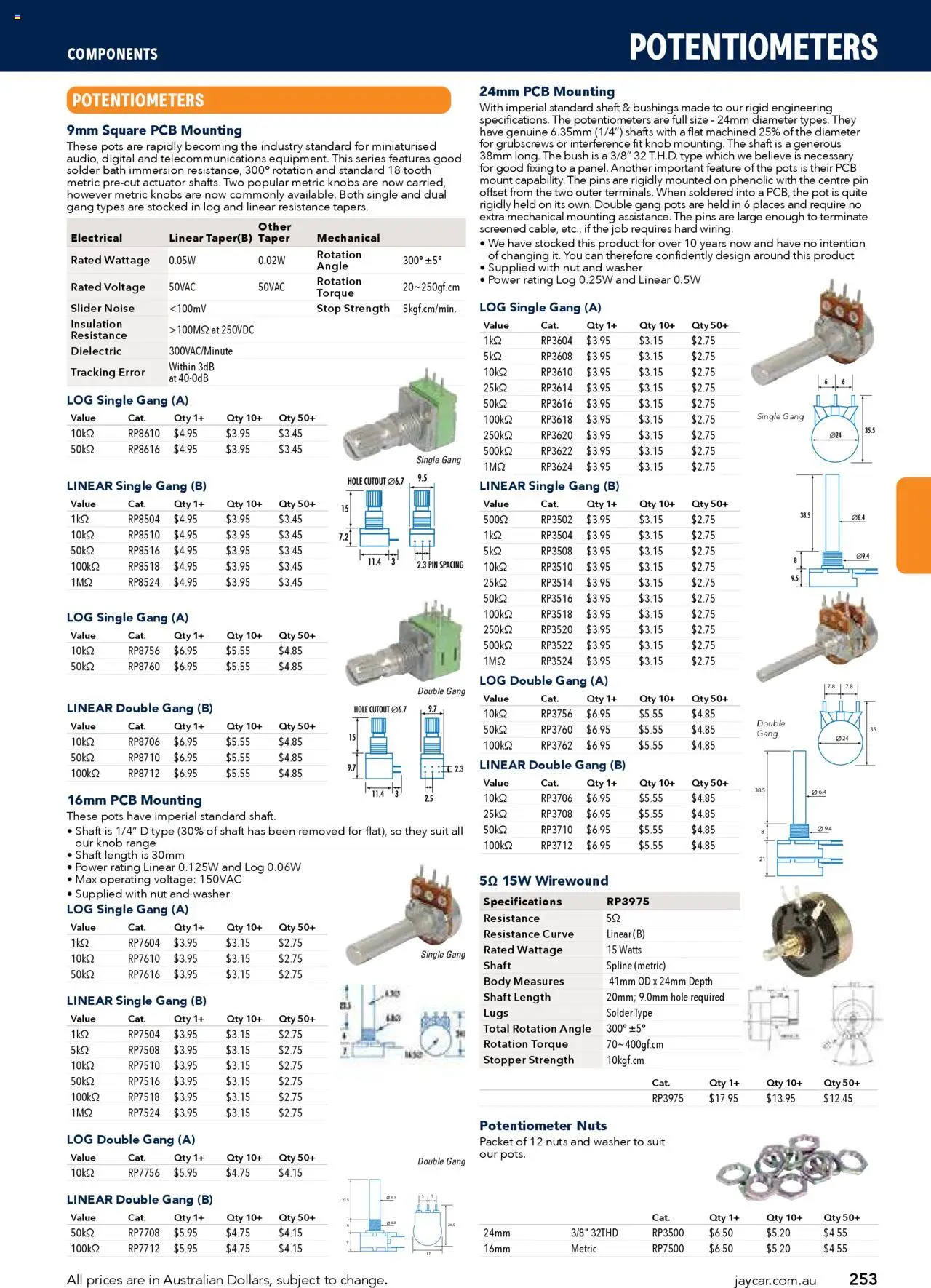Jaycar Engineering & Scientific Catalogue 2025/2026  - page 253- valid from 09/07/2025