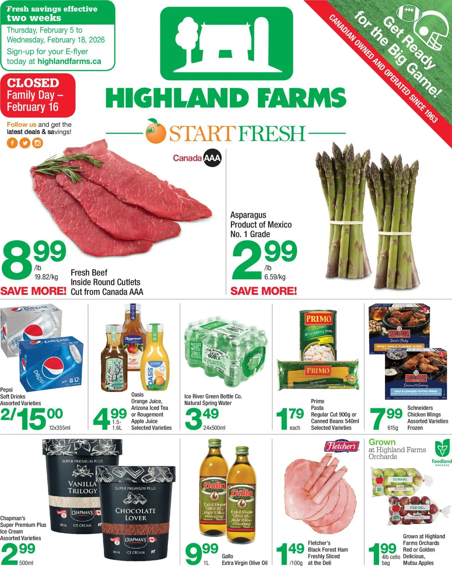 Highland Farms weekly flyer / circulaire - page 1- valid from Feb 5, 2026