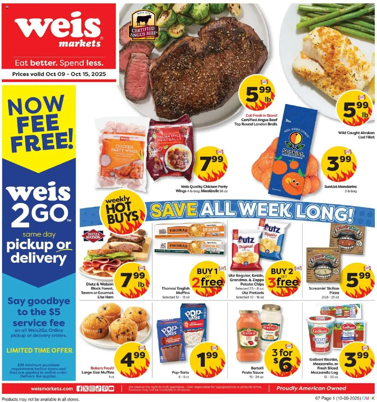 Weis Weekly Circular - MD - page 1- valid from 10/09/2025