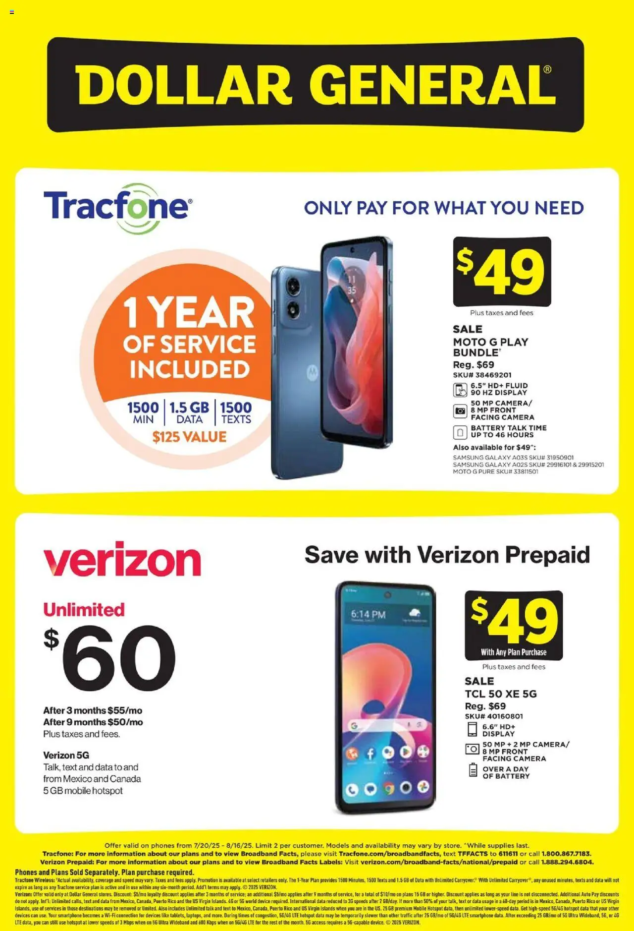 Dollar General Wireless Deals - page 1- valid from 07/20/2025