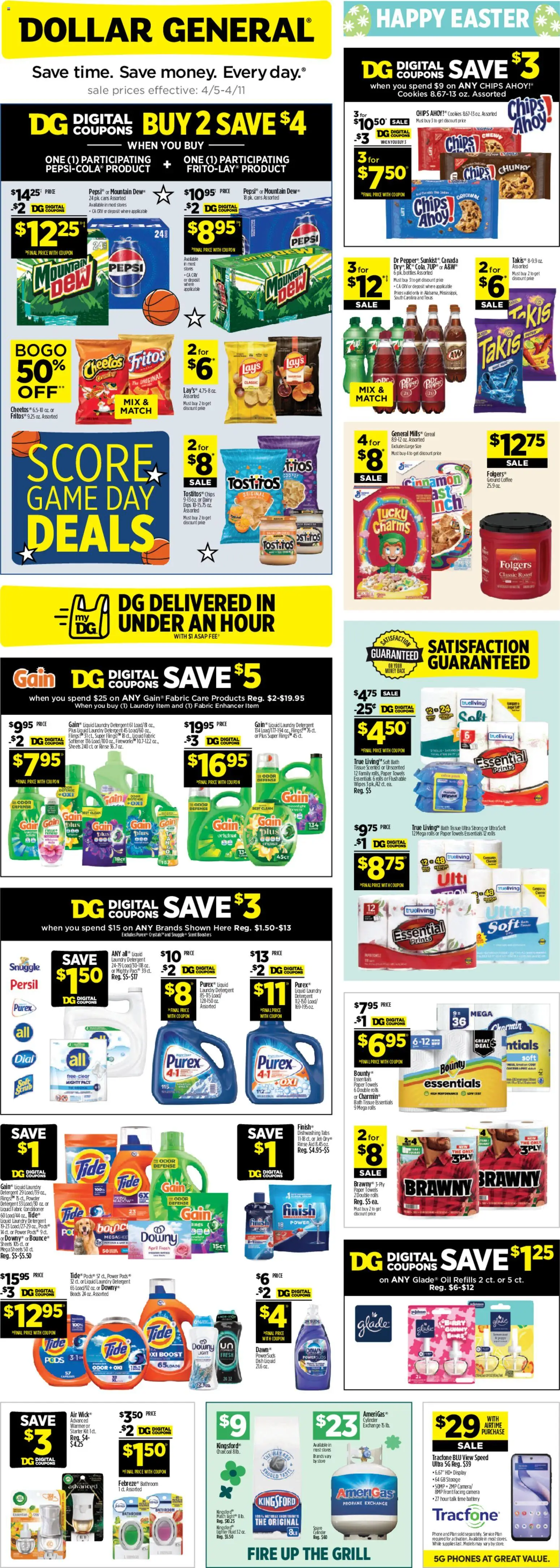 Dollar General Weekly Ad - page 1- valid from 04/05/2026