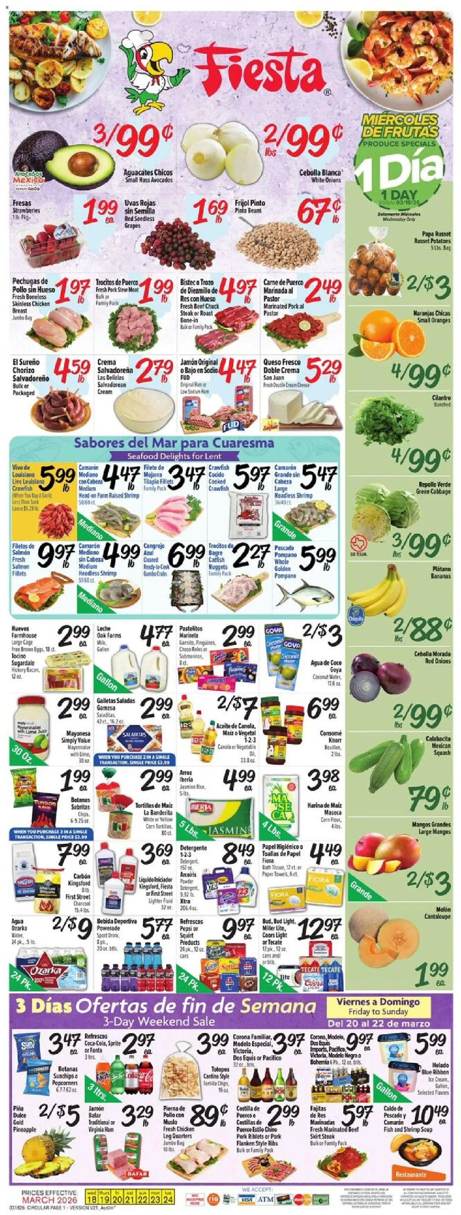 Fiesta Mart Weekly Ad - page 1- valid from 03/18/2026