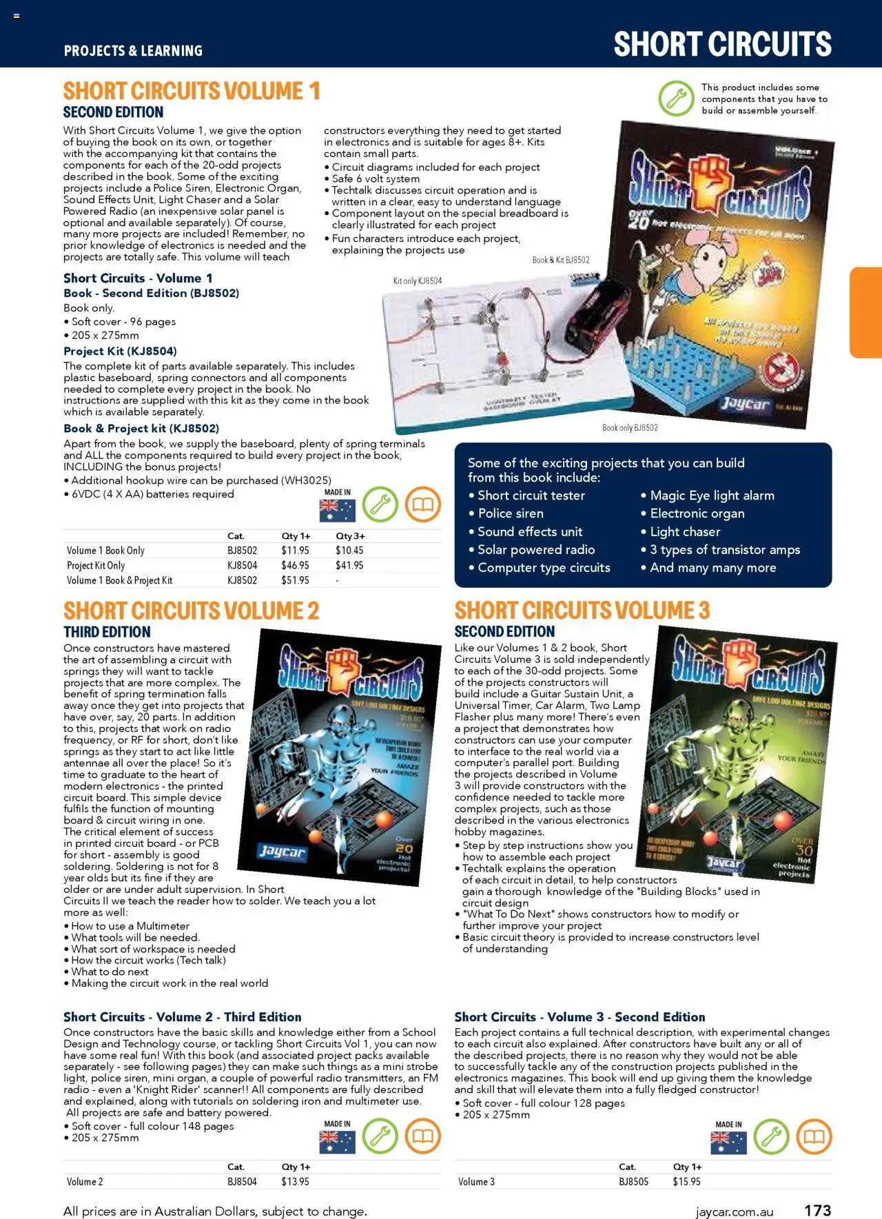 Jaycar Engineering & Scientific Catalogue 2025/2026  - page 173- valid from 09/07/2025