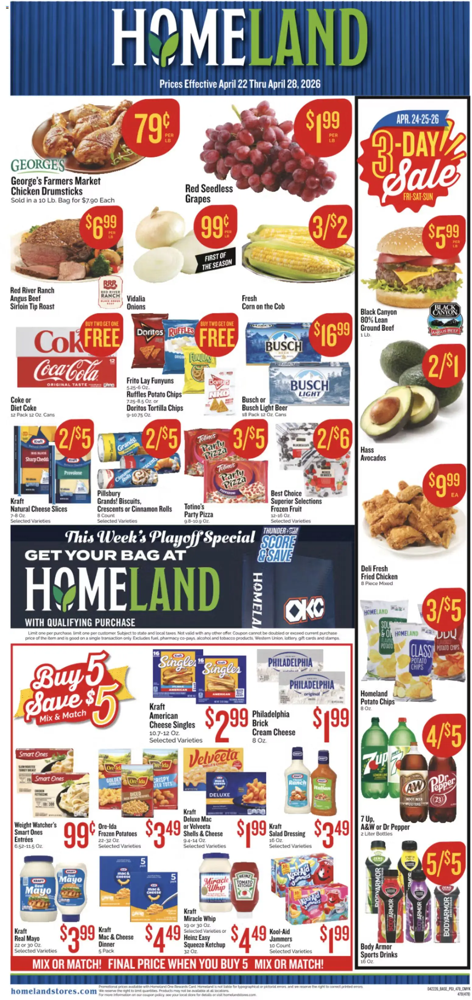 Homeland Weekly Ad - page 1- valid from 04/22/2026