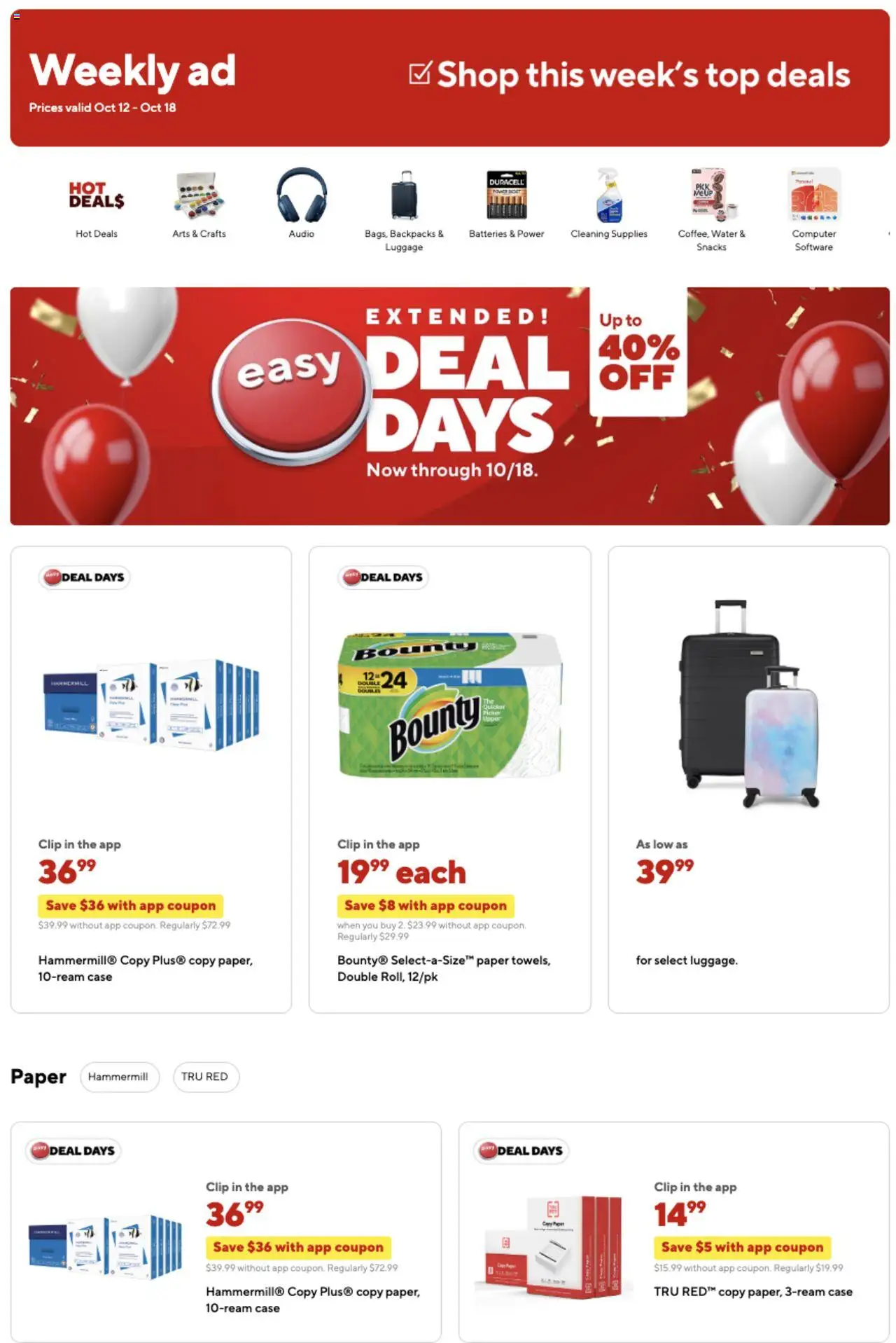 Staples Weekly Ad - page 1- valid from 10/12/2025