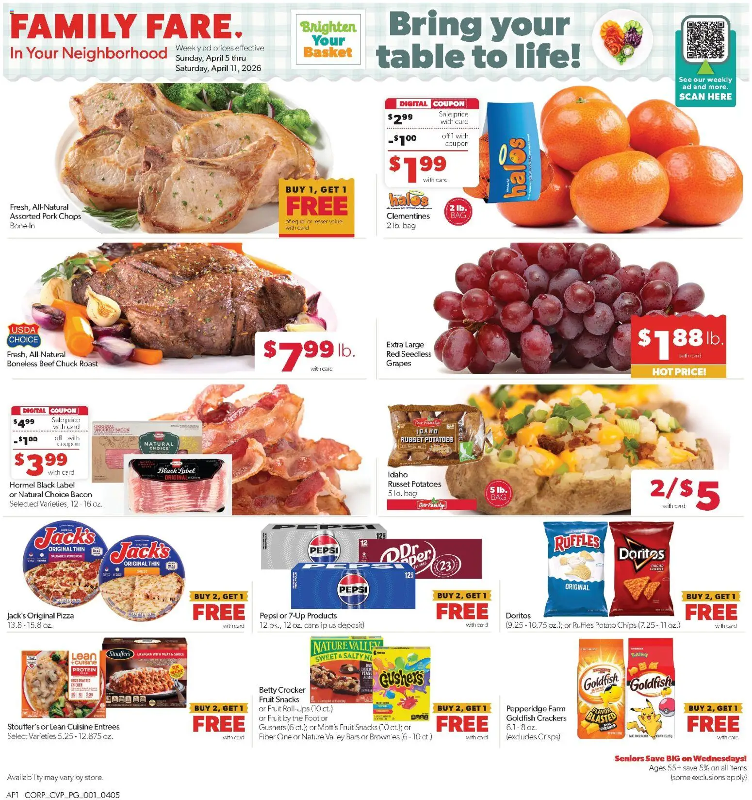 Family Fare Weekly Ad - page 1- valid from 04/05/2026
