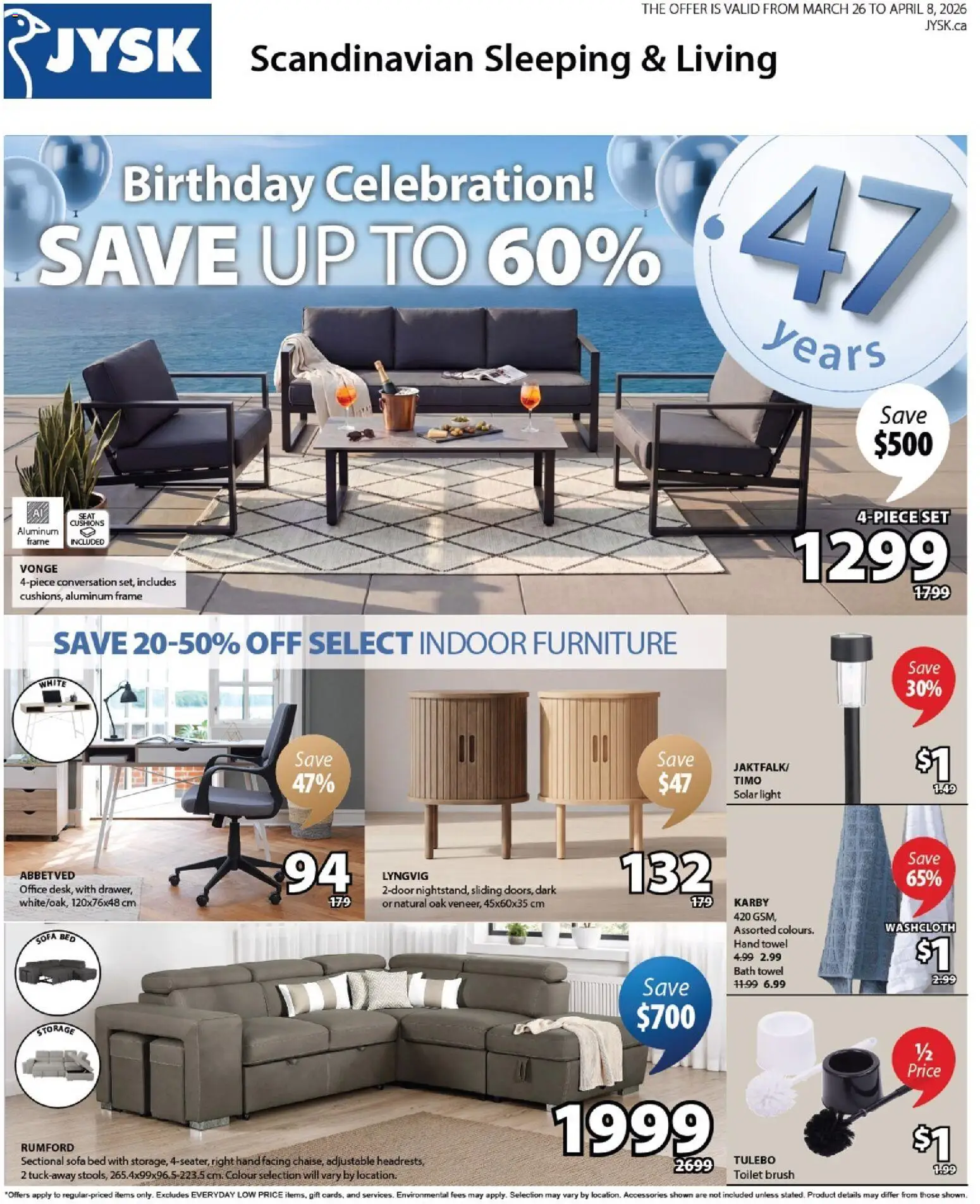 JYSK weekly flyer - page 1- valid from Mar 26, 2026