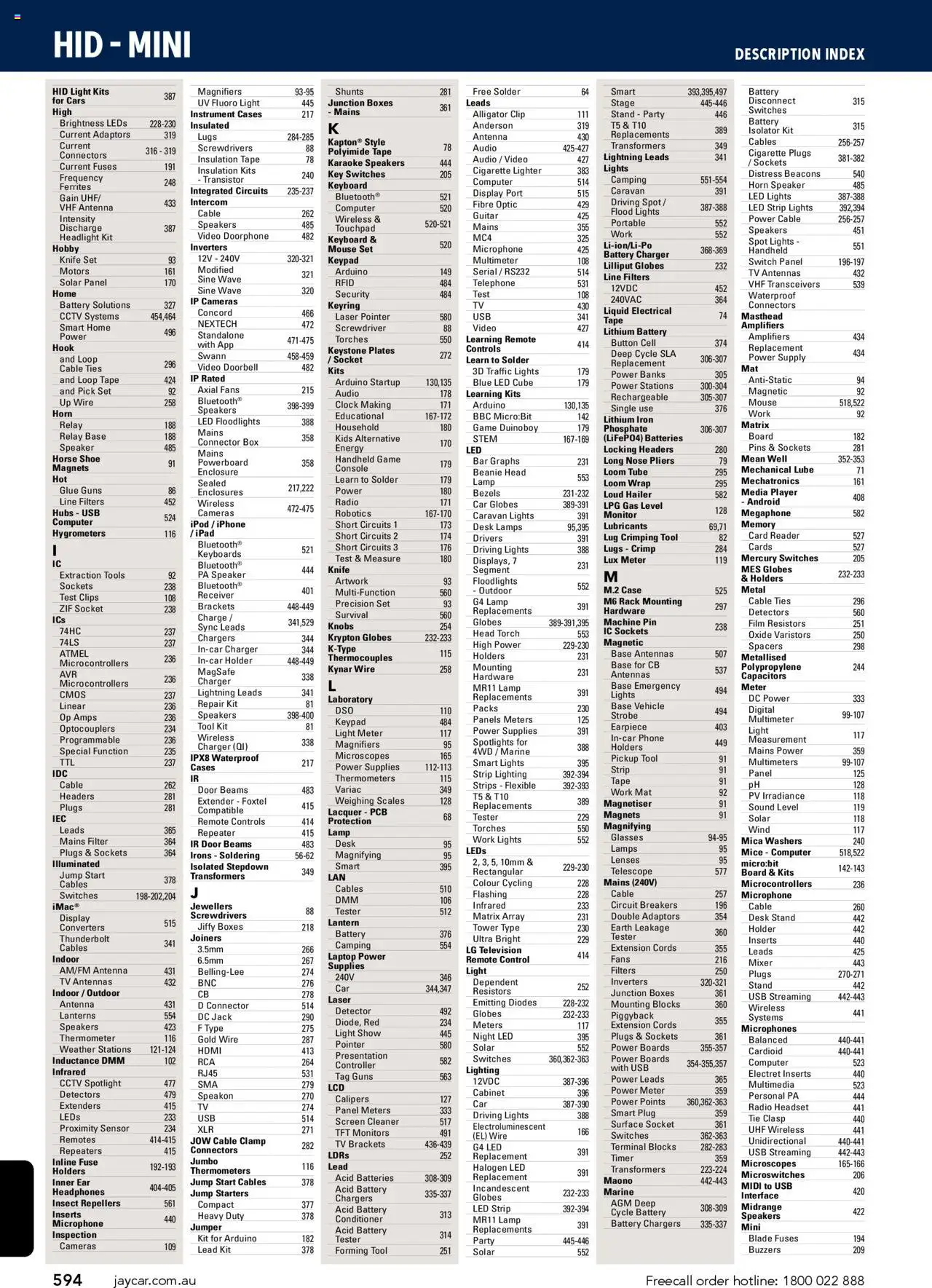 Jaycar Engineering & Scientific Catalogue 2025/2026  - page 594- valid from 09/07/2025