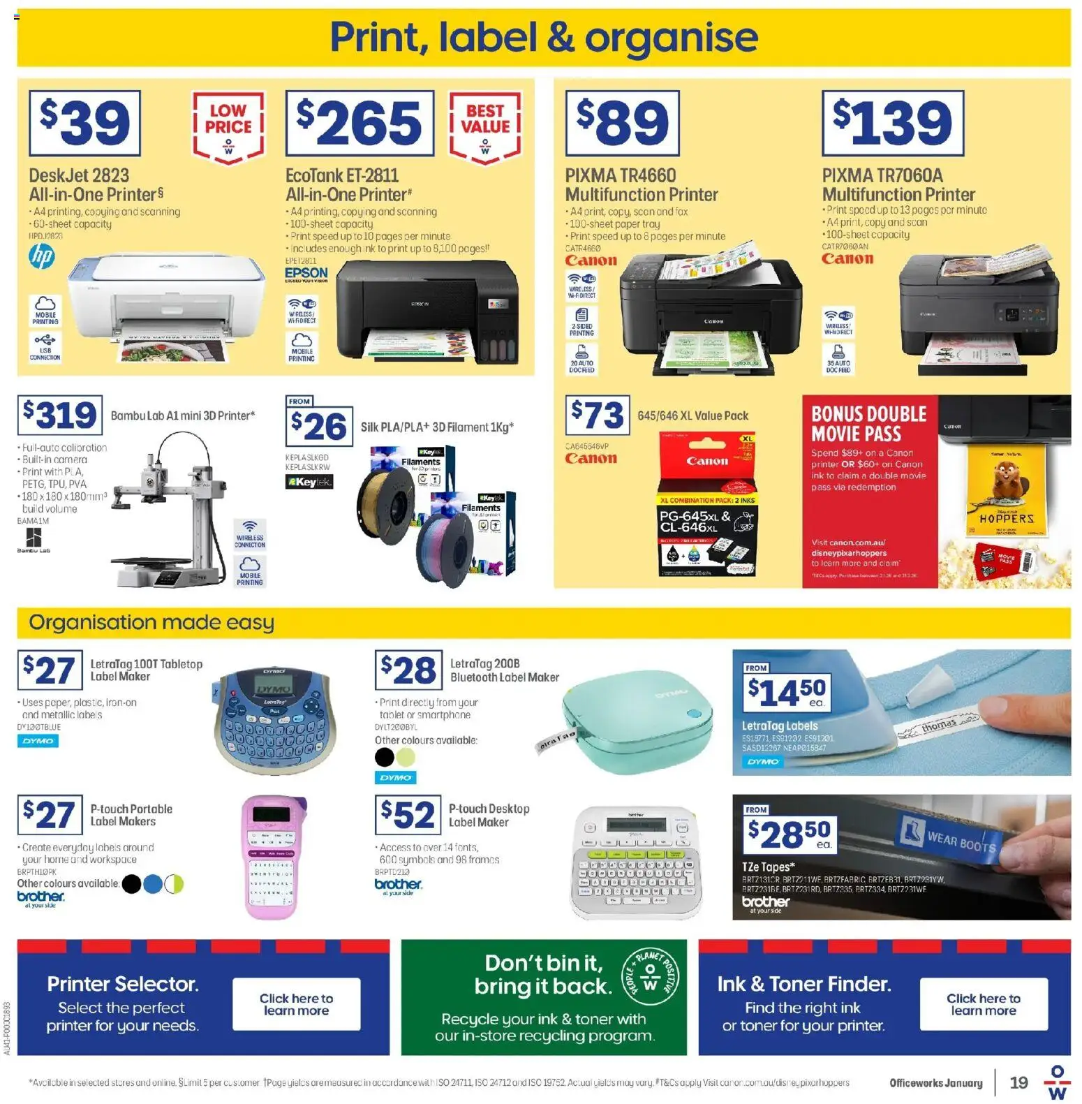 Officeworks  Catalogue  - page 19- valid from 01/01/2026