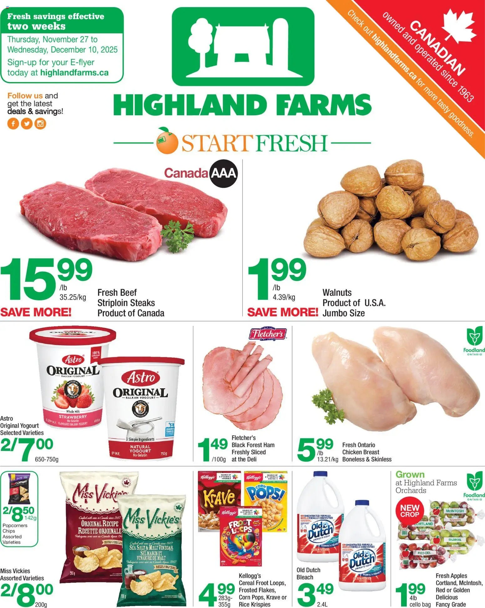 Highland Farms weekly flyer / circulaire - page 1- valid from Nov 27, 2025