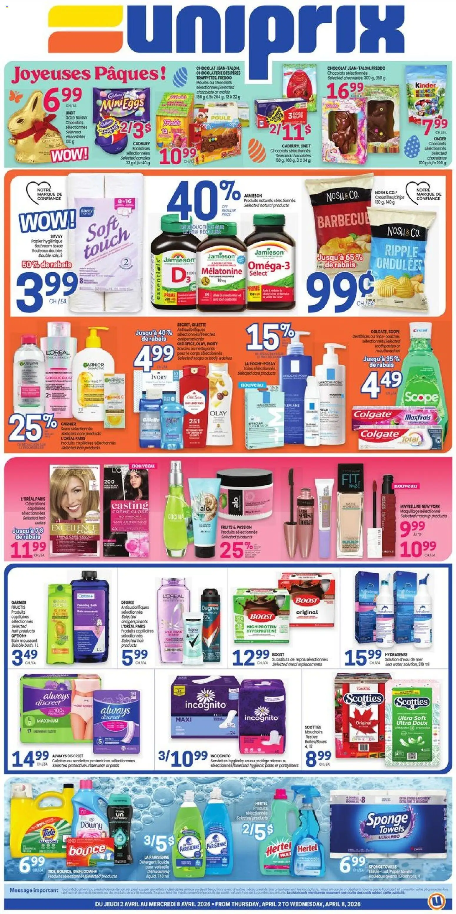 Uniprix weekly flyer / circulaire - page 1- valid from Apr 2, 2026