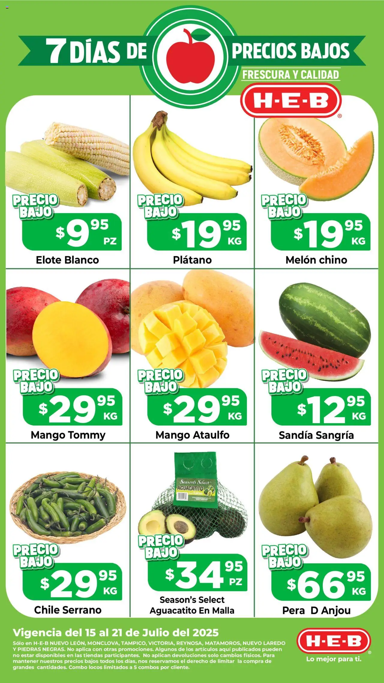 H-E-B - Folleto Precio Bajo - página 1- válido desde 15/07/2025