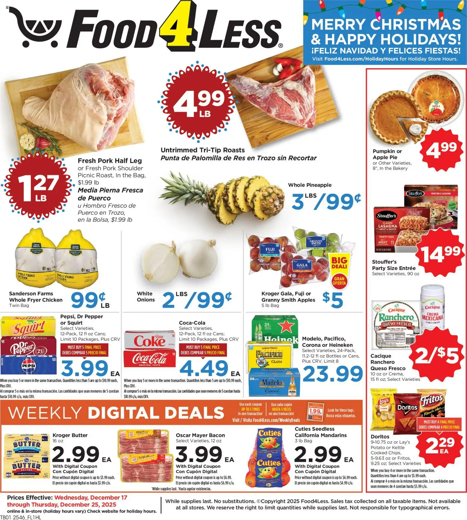 Food 4 Less Weekly Ad - page 1- valid from 12/17/2025