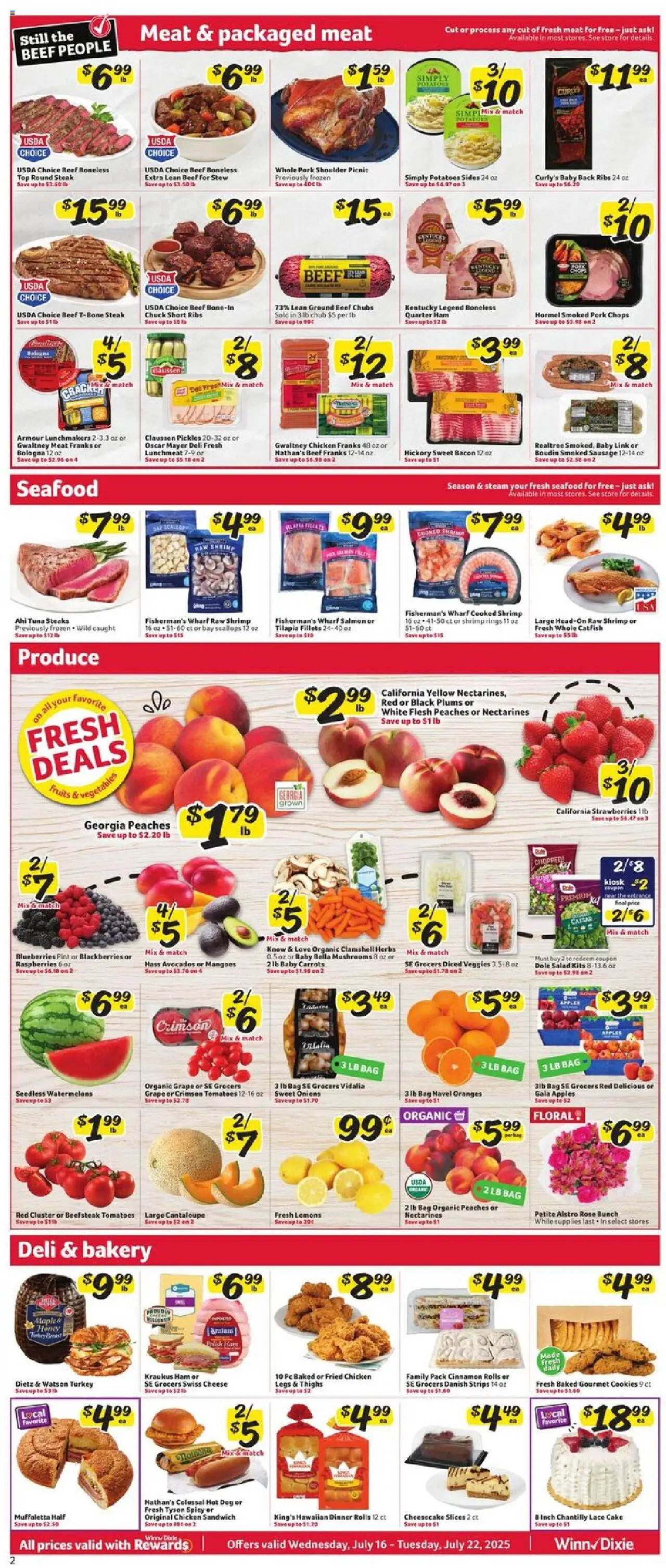 Winn Dixie Weekly Circular - LA - page 2- valid from 07/16/2025