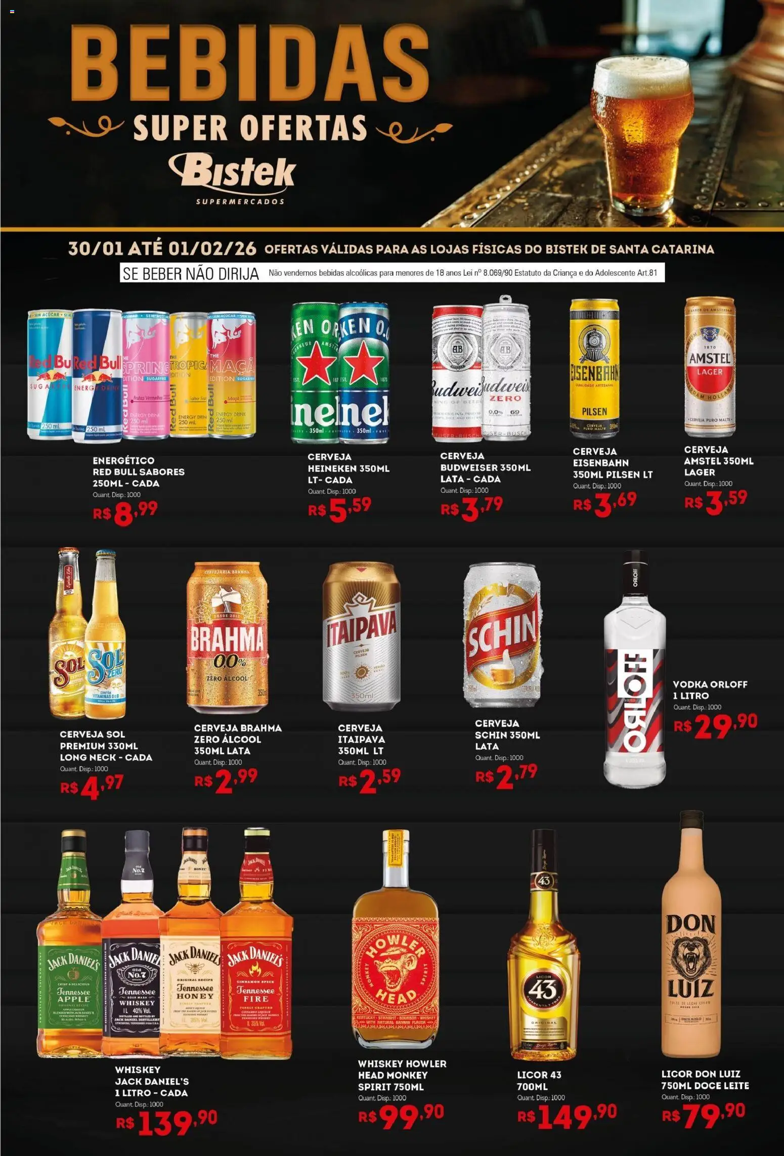 Bistek Supermercados - Ofertas Bebidas - página 1- válido a partir de 30/01/2026
