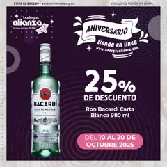 Bodegas Alianza catálogo Por aniversario de la tienda en línea, válido desde 10/10/2025