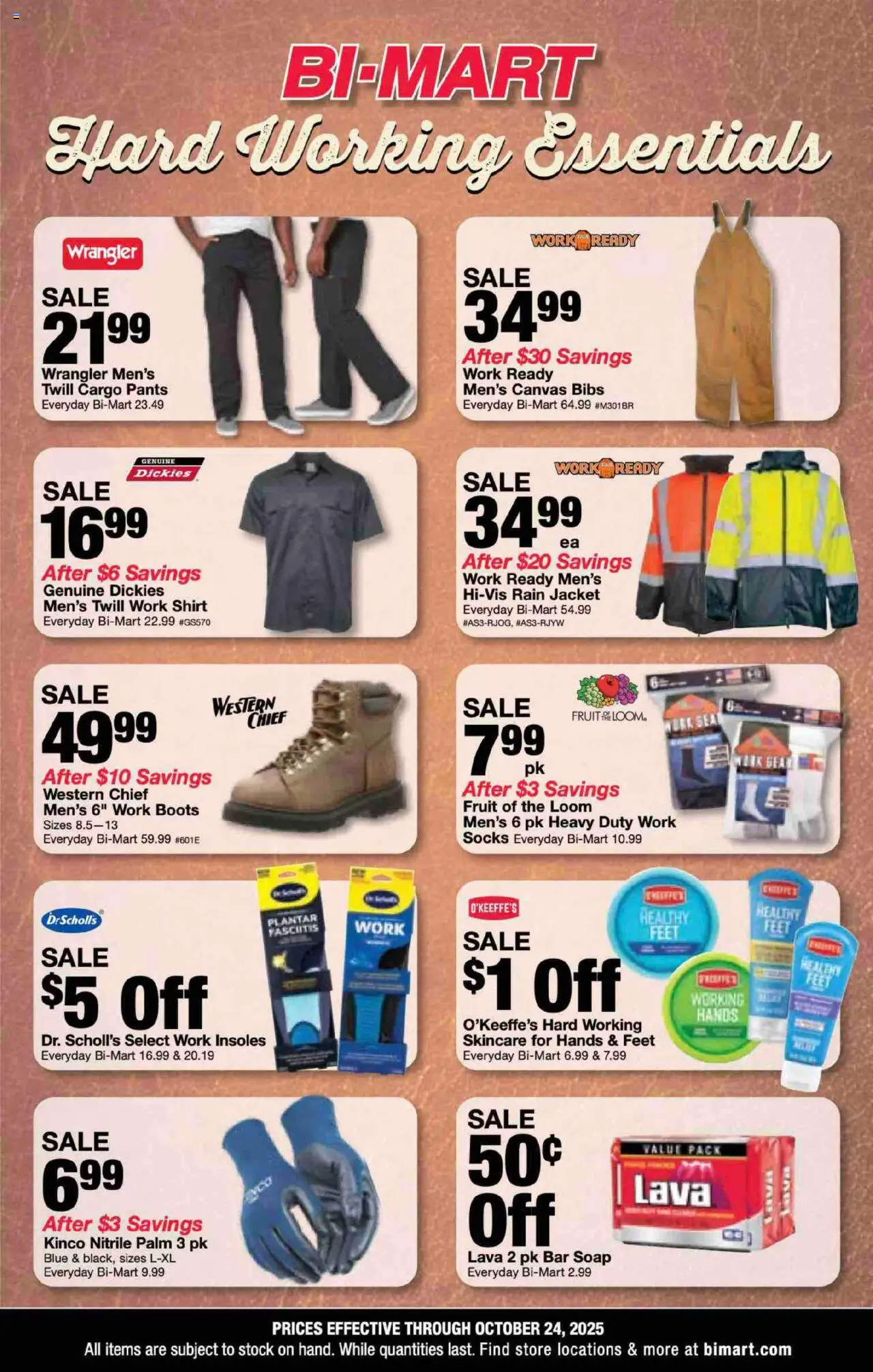 Bi-Mart Work Wear Essentials - page 1- valid from 10/13/2025