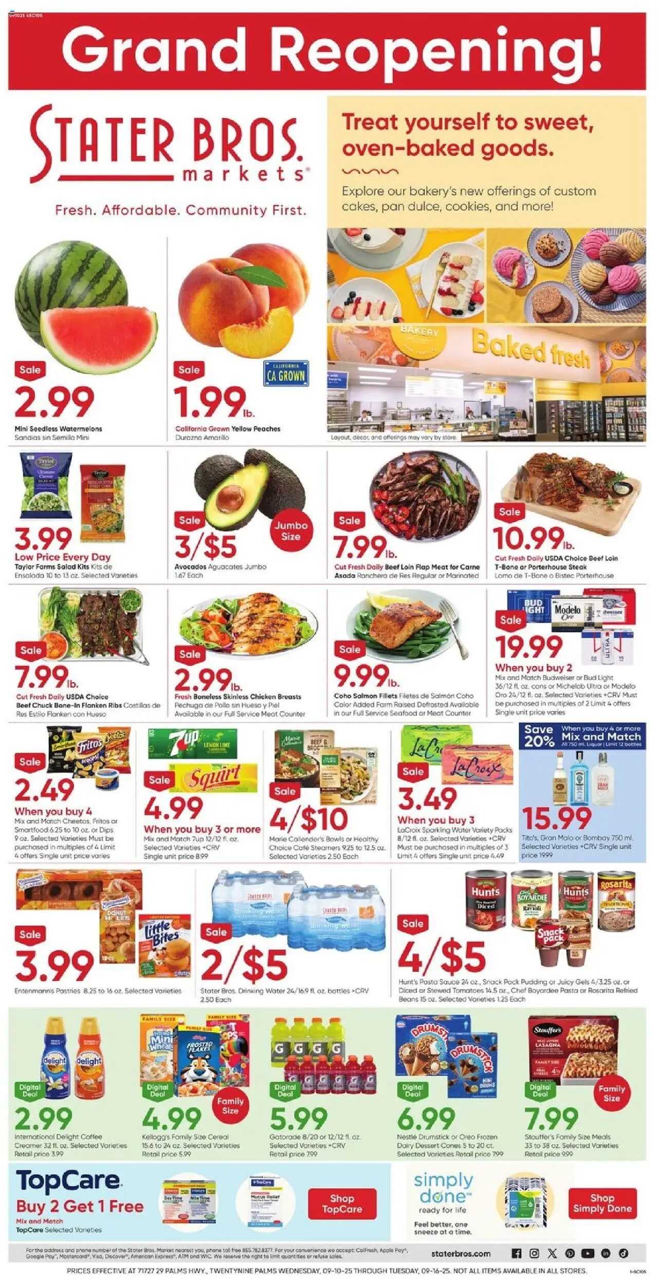 Stater Bros Weekly Ad - page 1- valid from 09/10/2025