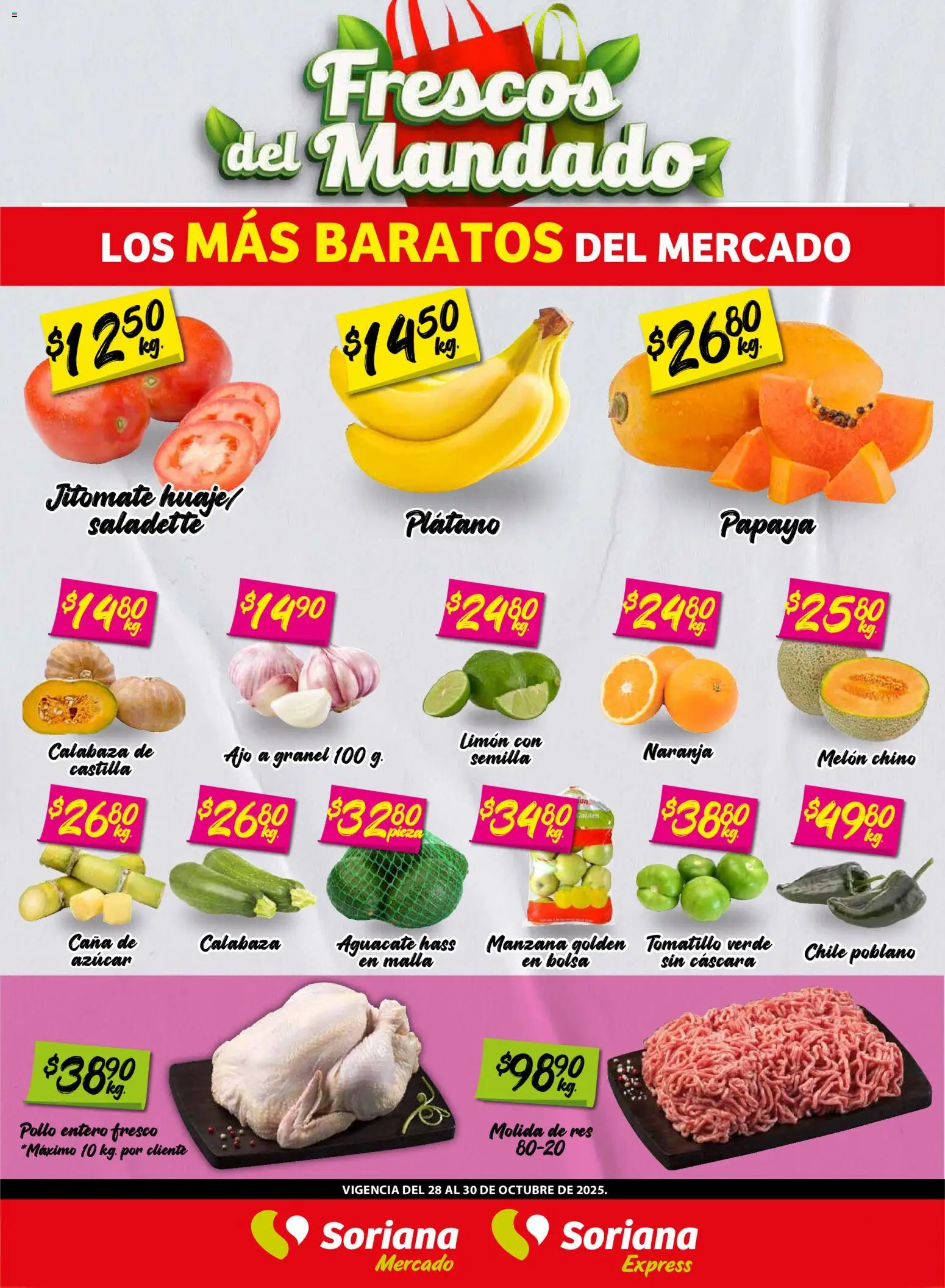 Soriana - Frescos del Mandado Mercado: Ver, Tab, Chis, Camp, Yuc y Q. Roo - página 1- válido desde 28/10/2025