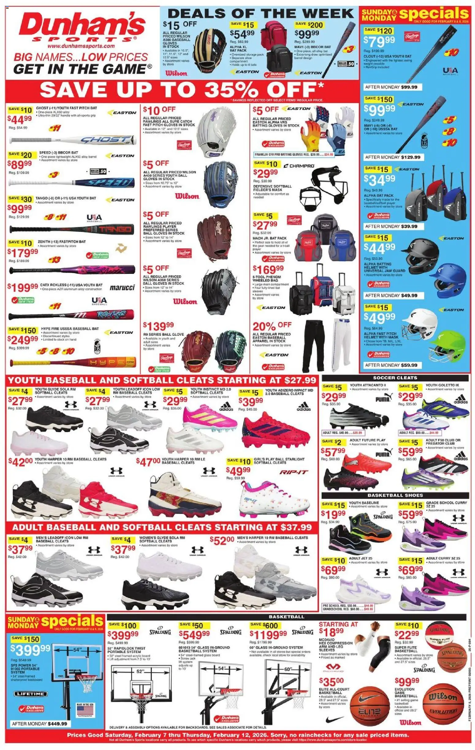 Dunham's Sports Weekly Ad - page 1- valid from 02/07/2026