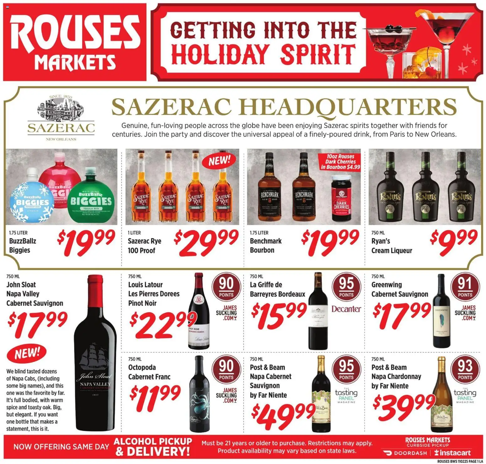 Rouses Alcohol Flyer - page 1- valid from 10/29/2025