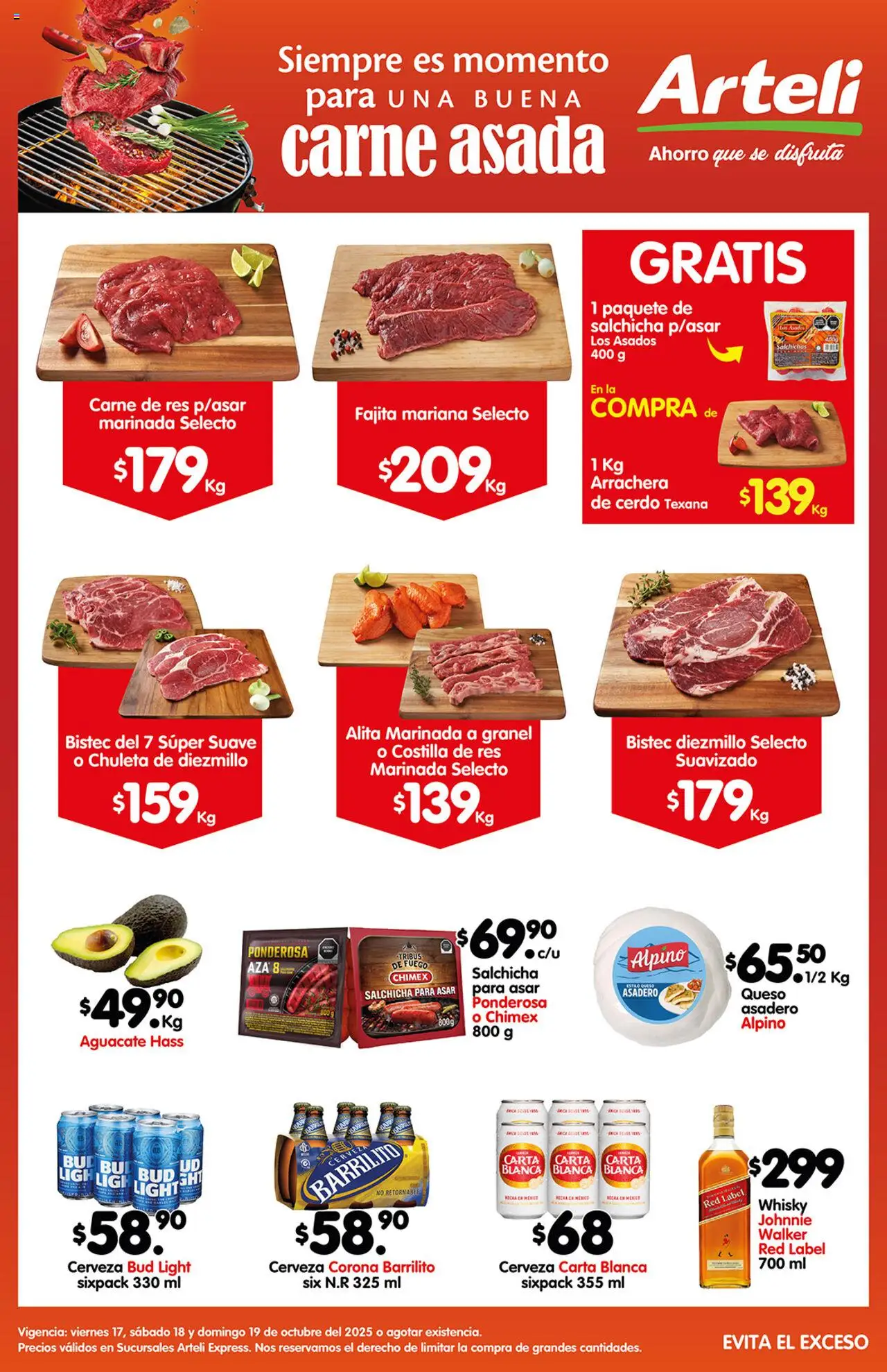 Arteli folleto Carnes Suc. Arteli Express - página 1- válido desde 17/10/2025