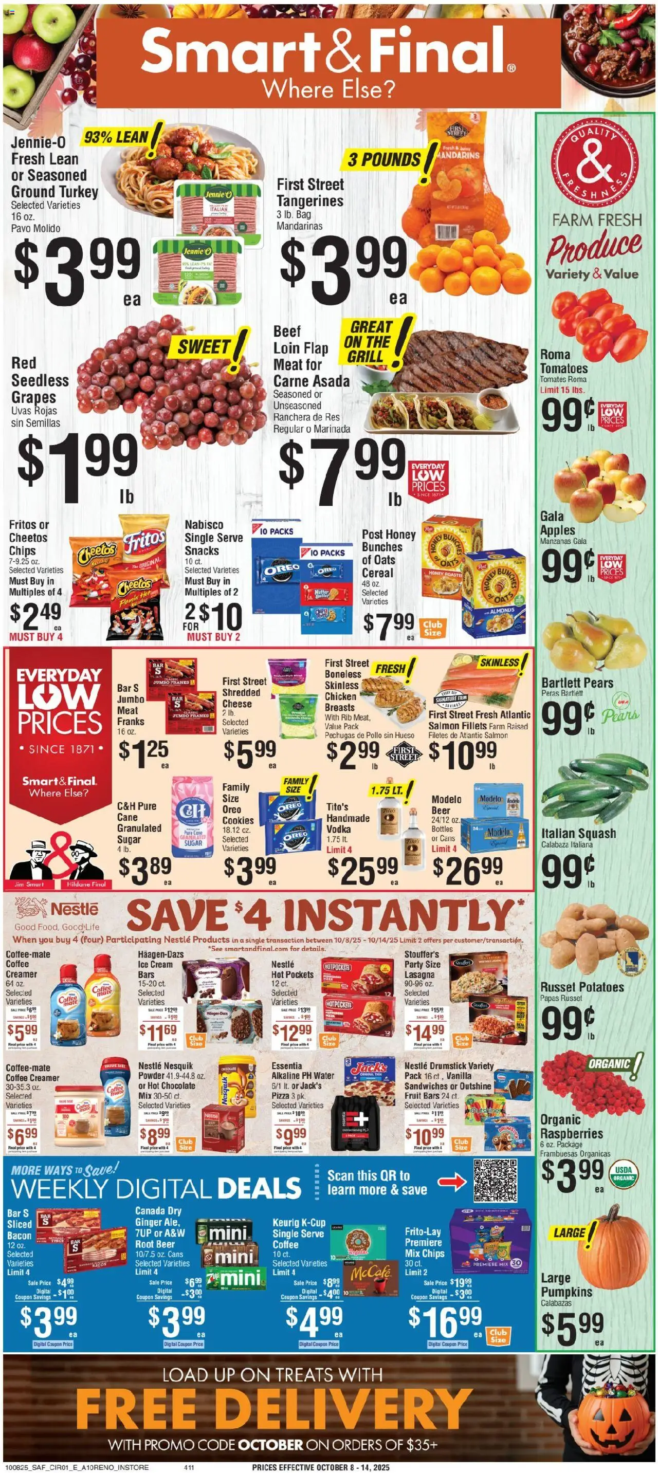 Smart & Final Weekly Ad - page 1- valid from 10/08/2025
