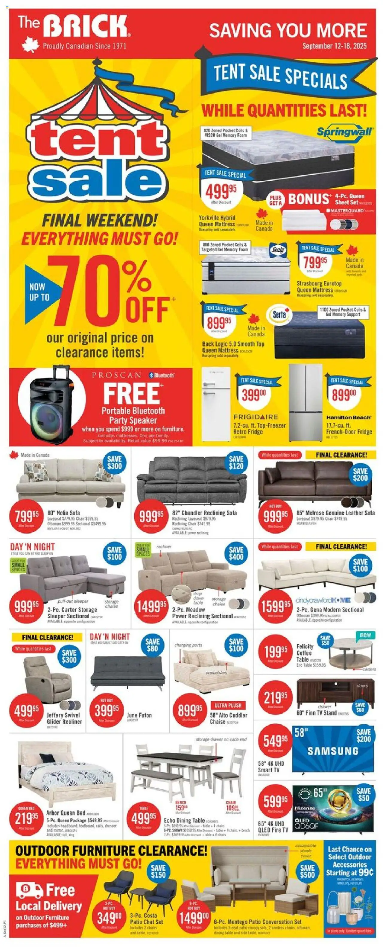 The Brick weekly flyer / circulaire - page 1- valid from Sep 12, 2025