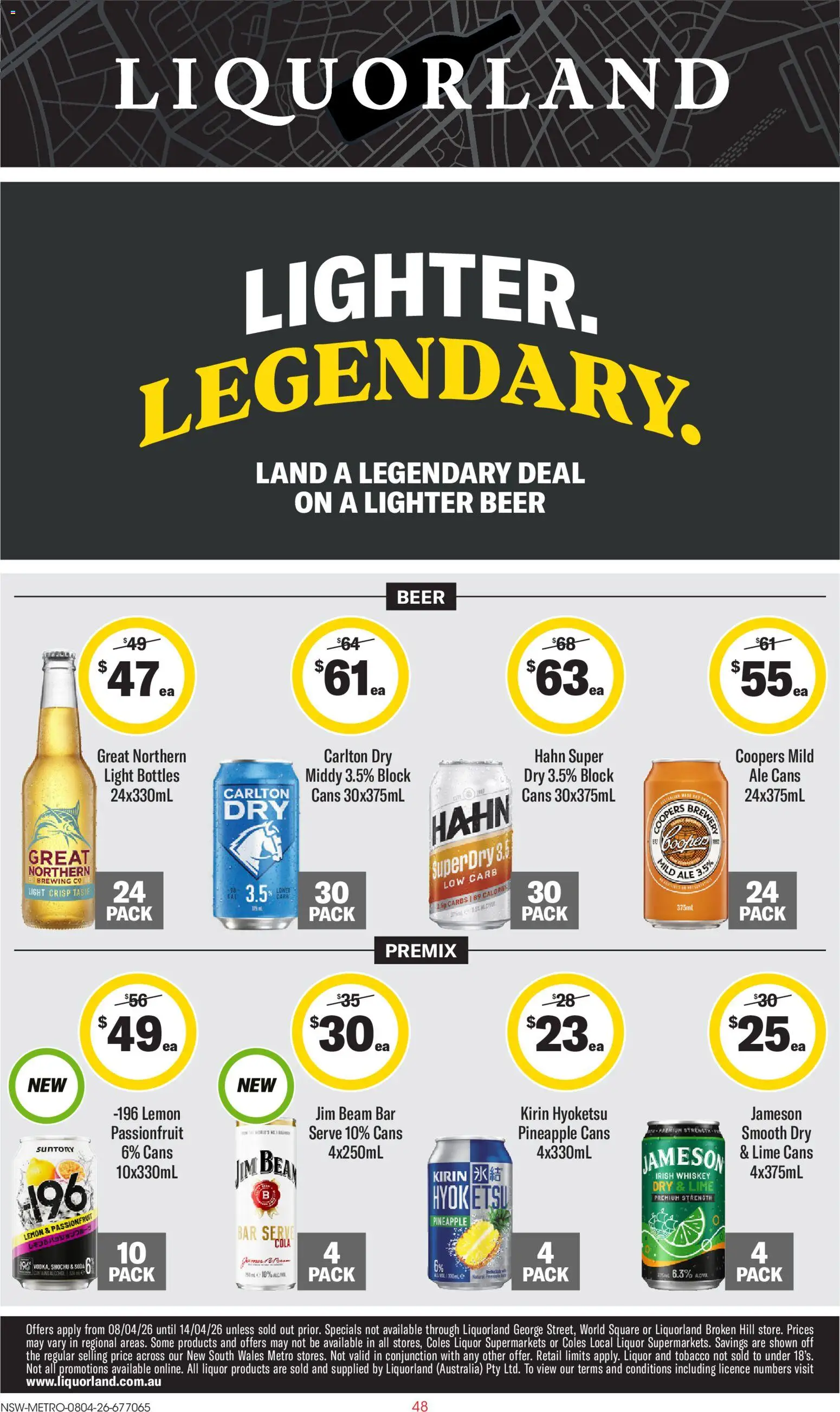 Liquorland catalogue  - page 1- valid from 08/04/2026