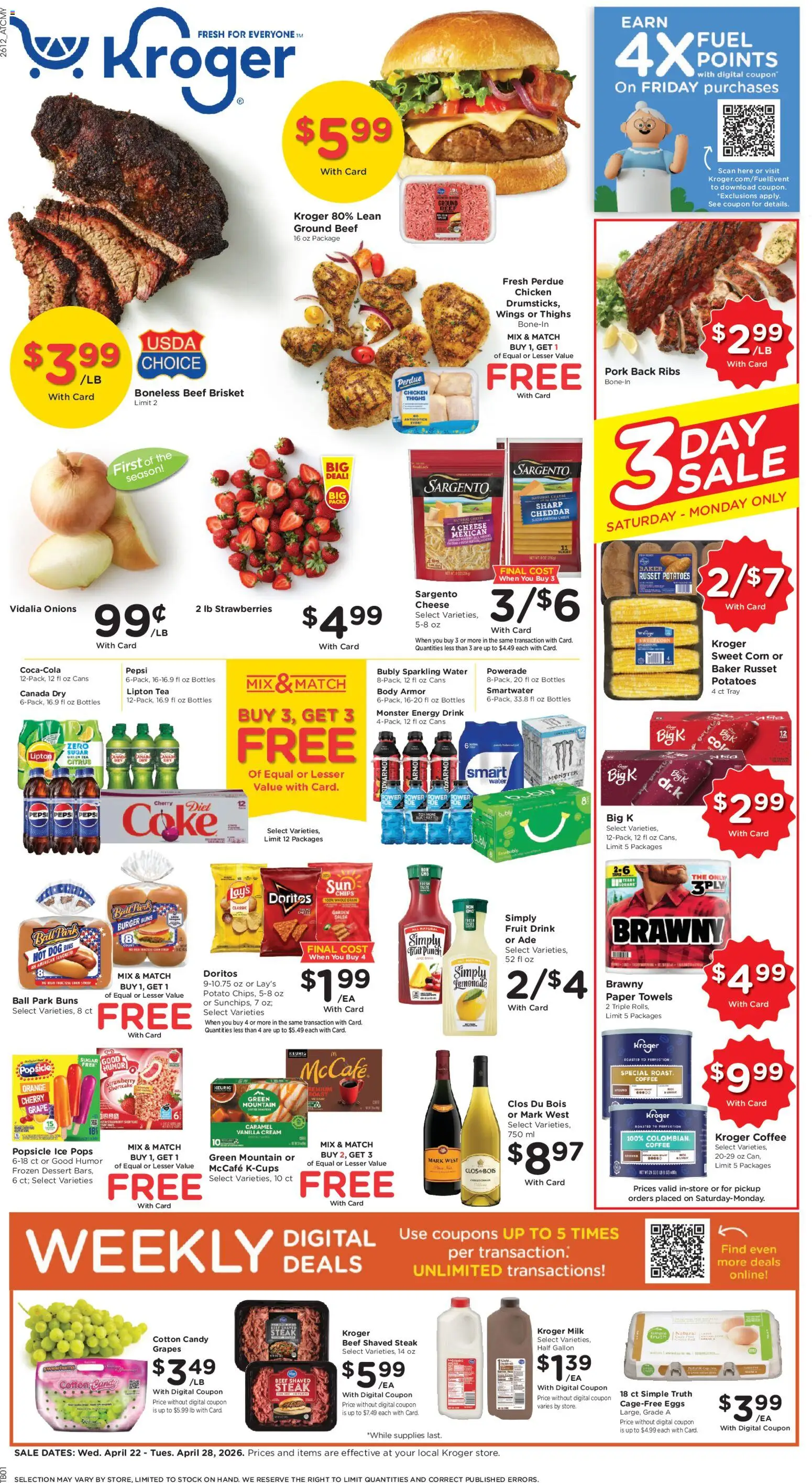 Kroger Weekly Ad - page 1- valid from 04/22/2026