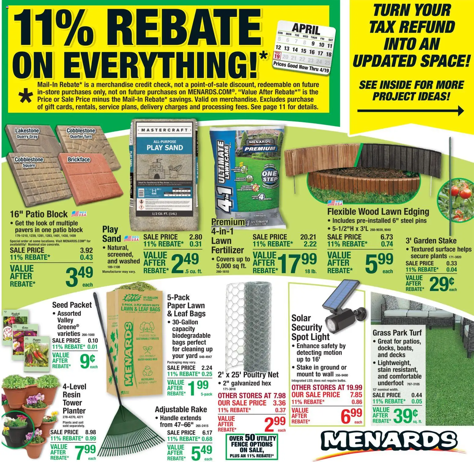Menards Weekly Ad - page 1- valid from 04/09/2026