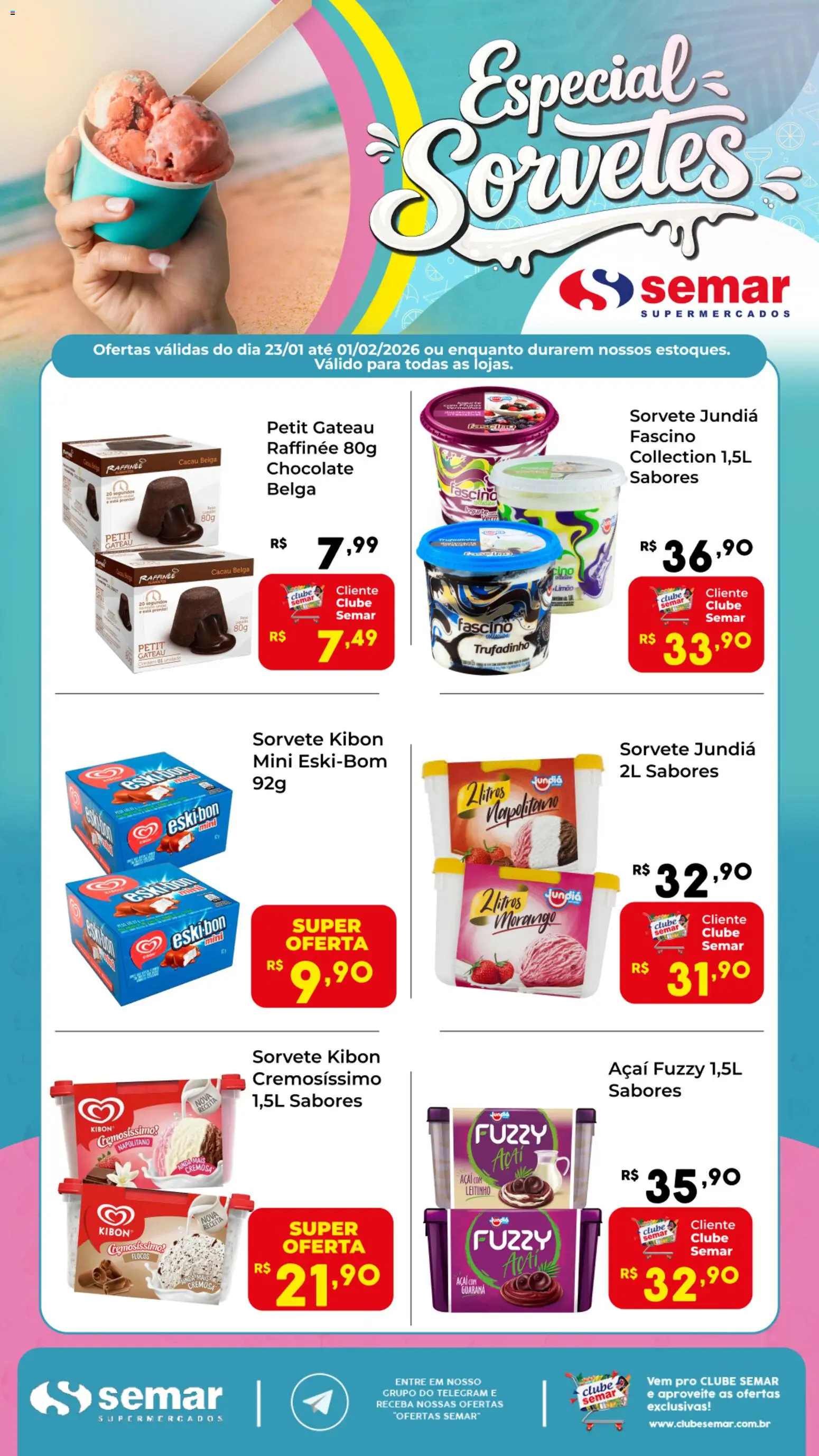 Semar Supermercado - Ofertas Especiais de Sorvetes - página 1- válido a partir de 23/01/2026

