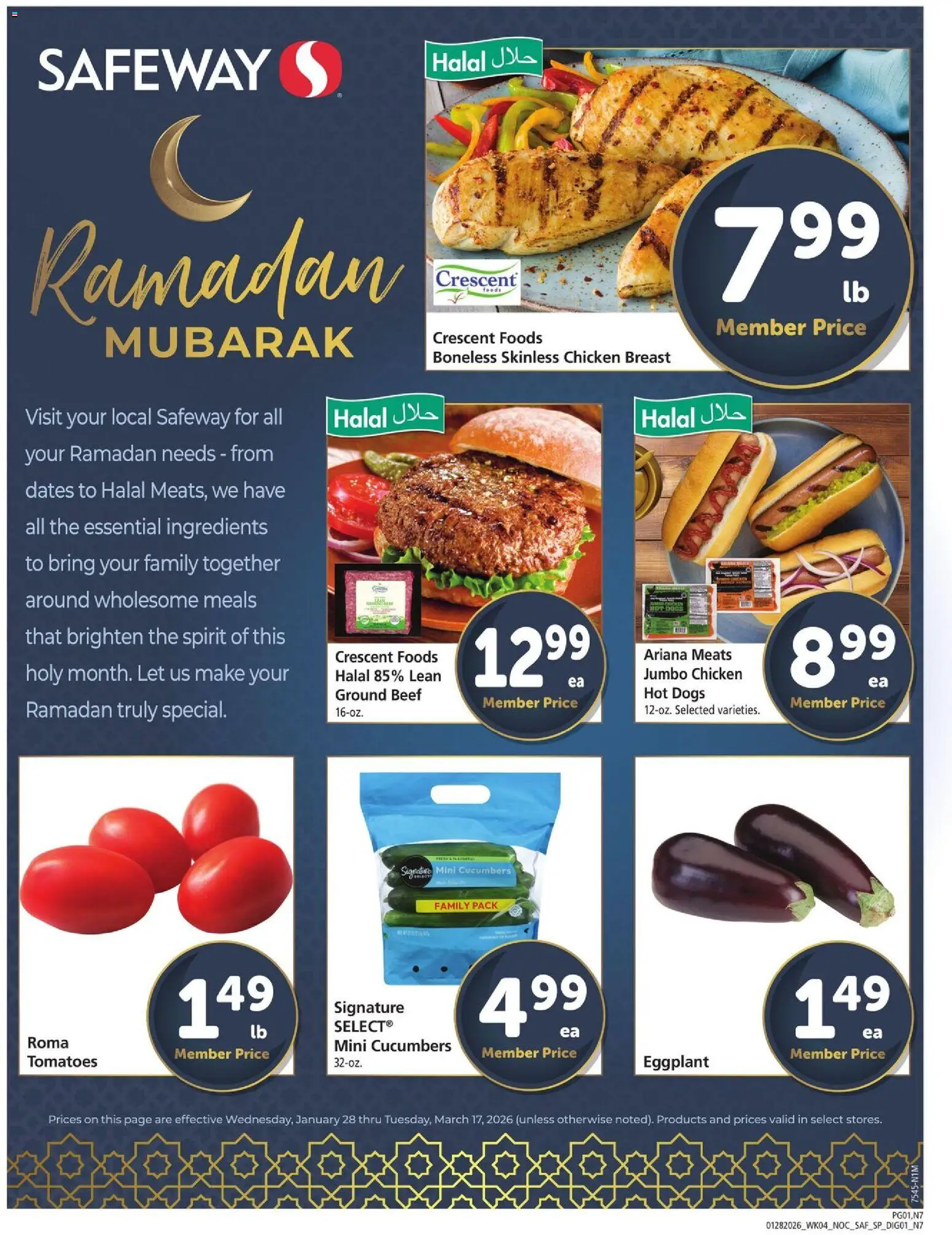 Safeway Ramadan Ad - page 1- valid from 01/28/2026