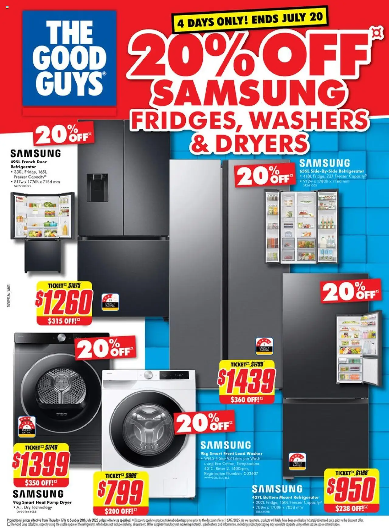 The Good Guys 20% Off Samsung Fridges, Washers & Dryers - page 1- valid from 17/07/2025
