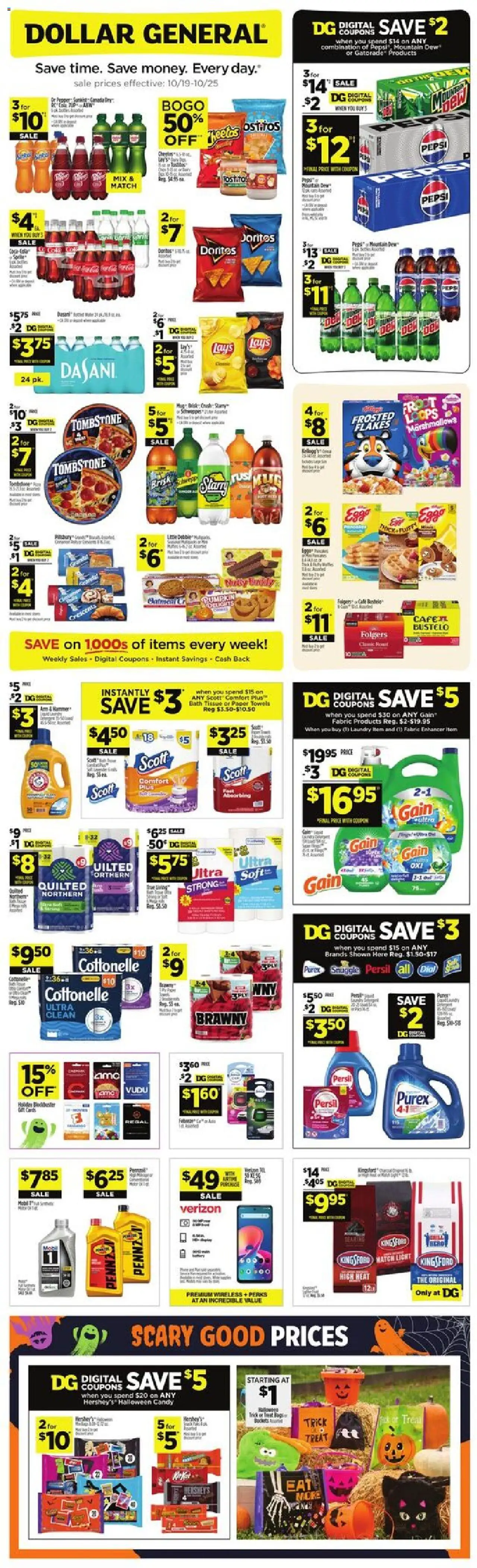 Dollar General Weekly Ad - page 1- valid from 10/19/2025