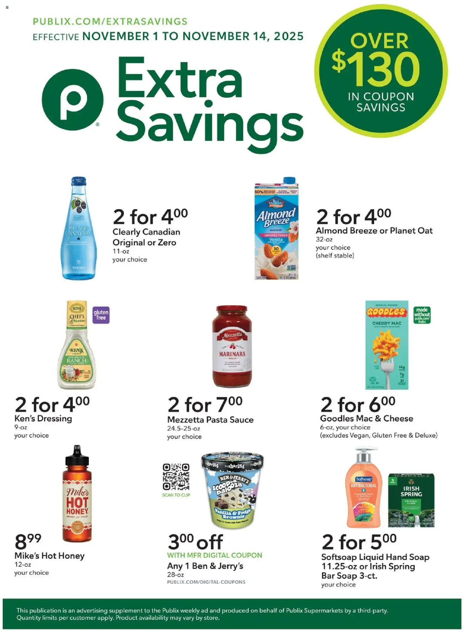Publix Extra Savings - page 1- valid from 11/01/2025