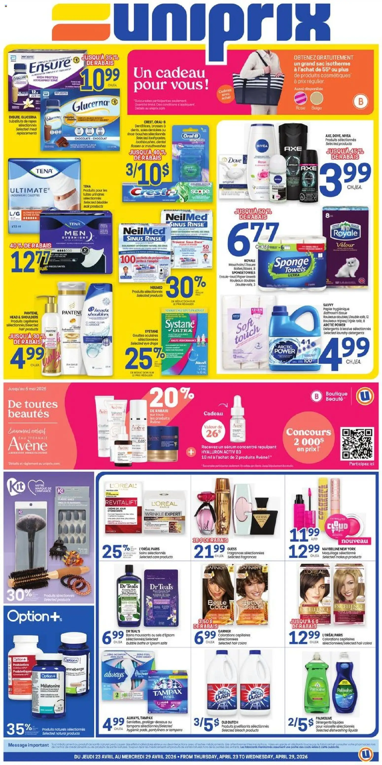 Uniprix weekly flyer / circulaire - page 1- valid from Apr 23, 2026