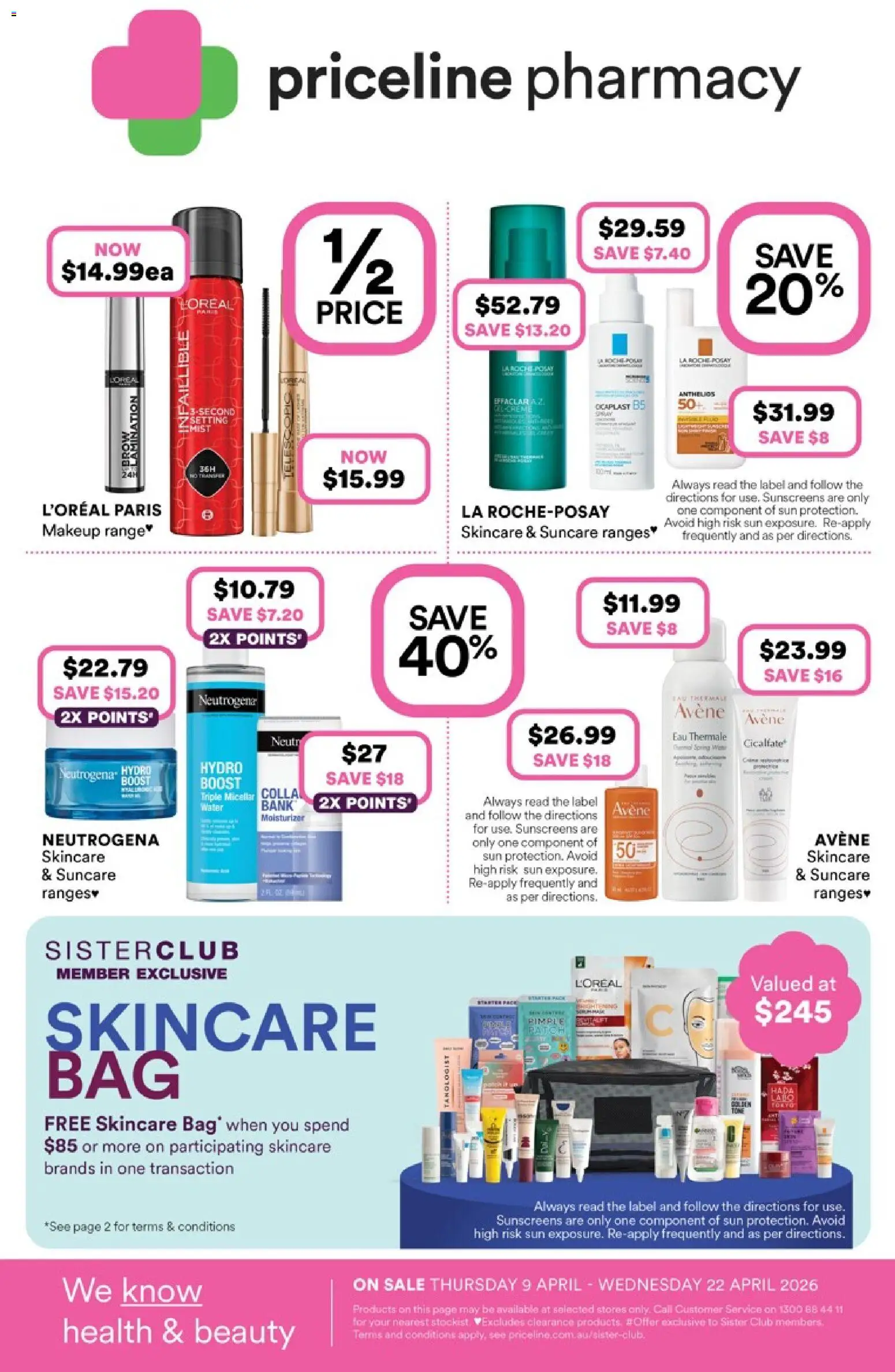 Priceline Pharmacy catalogue  - page 1- valid from 09/04/2026
