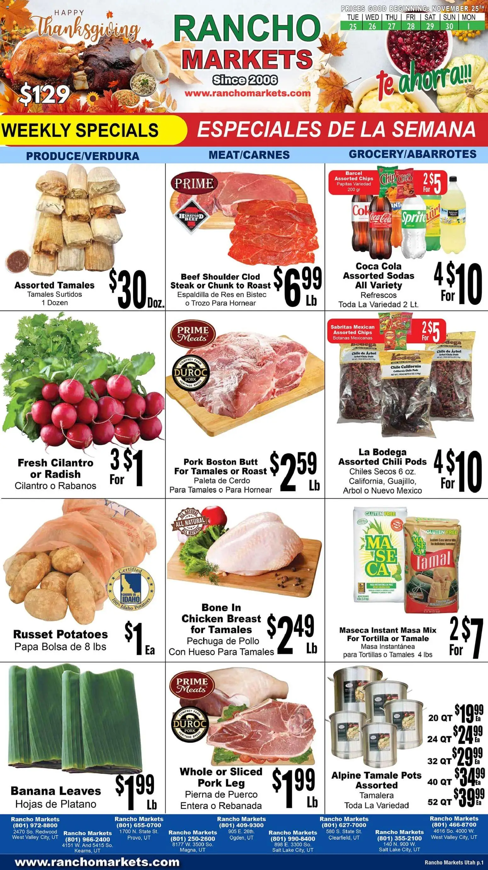 Rancho Markets Weekly Ad - page 1- valid from 11/25/2025
