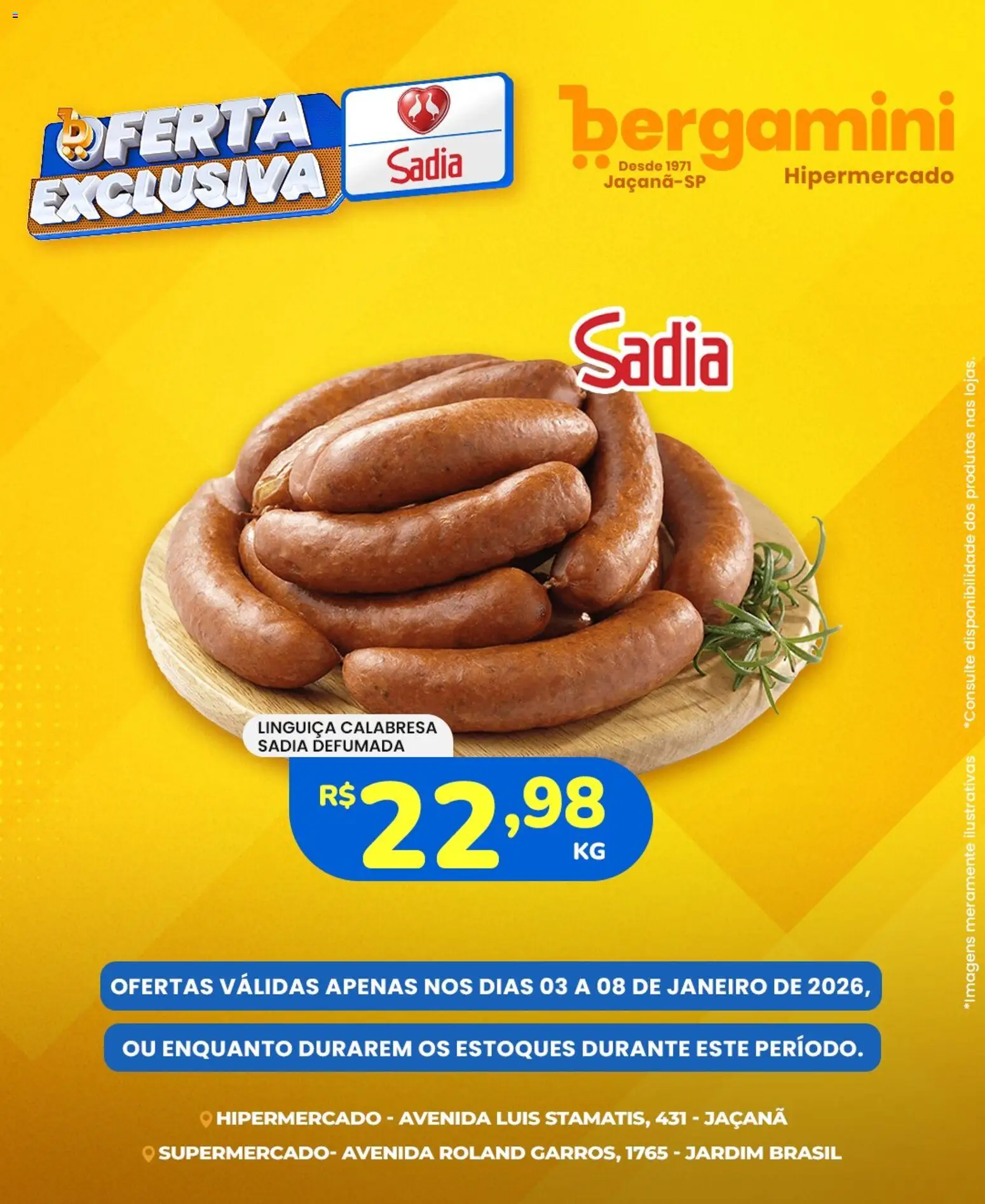 Supermercado Bergamini - Ofertas Sadia e Perdigão - página 1- válido a partir de 03/01/2026
