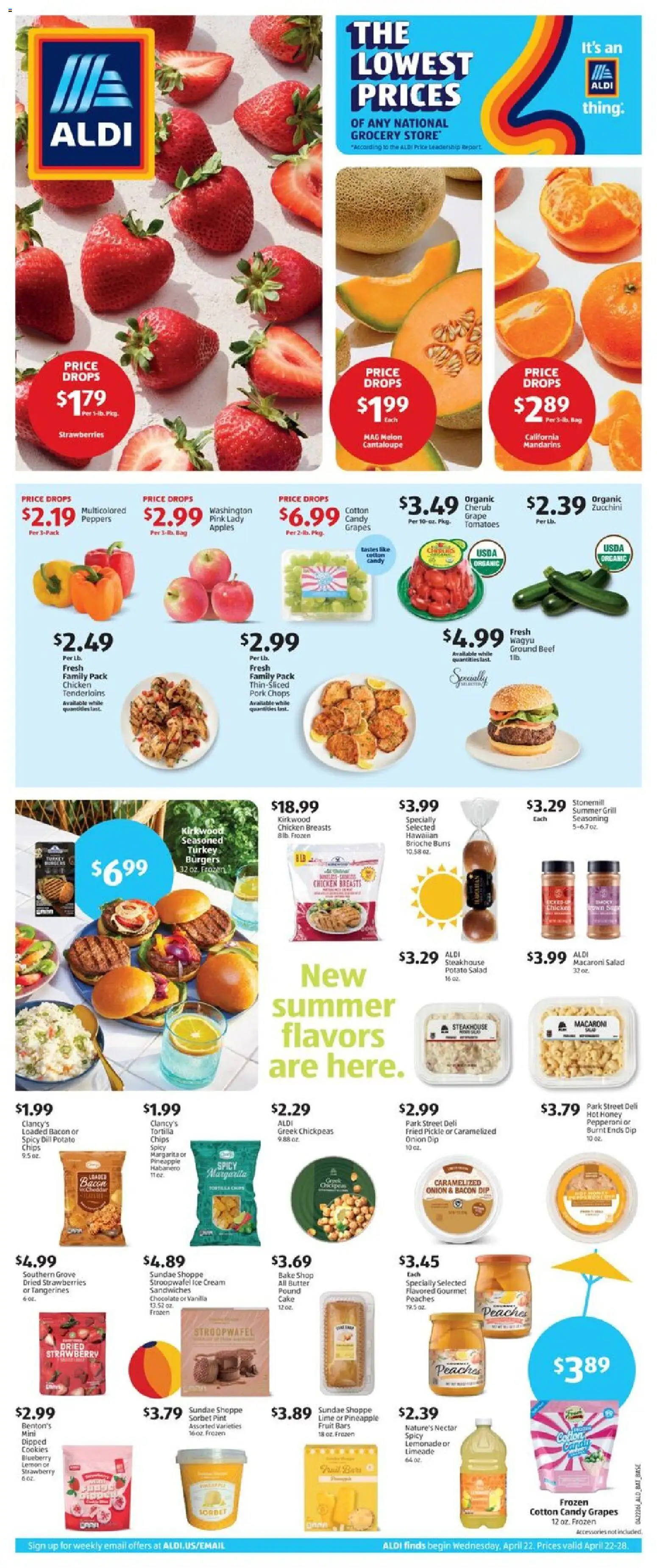 Aldi Weekly Ad - page 1- valid from 04/22/2026