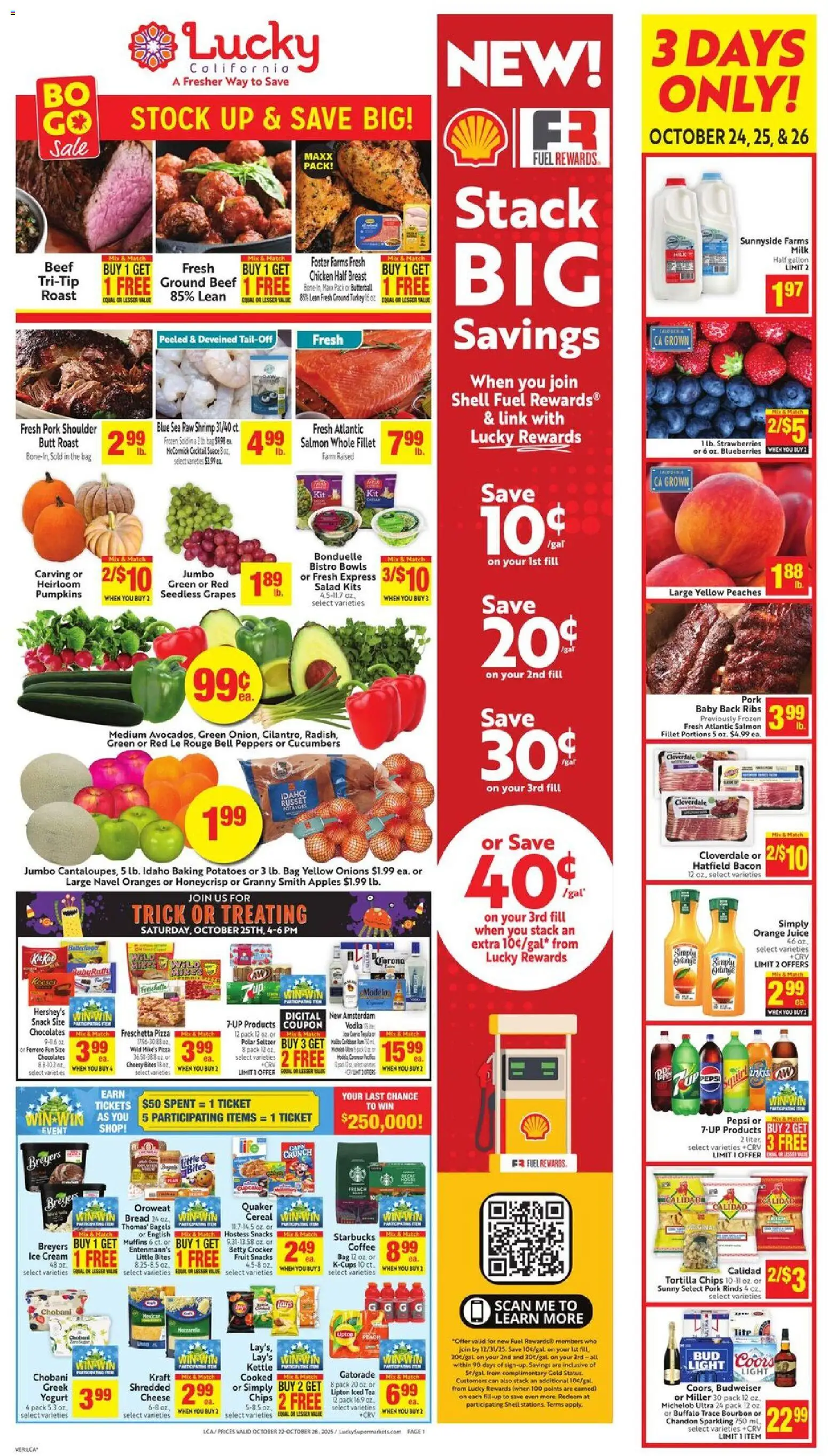 Lucky Supermarkets Weekly Ad - page 1- valid from 10/22/2025