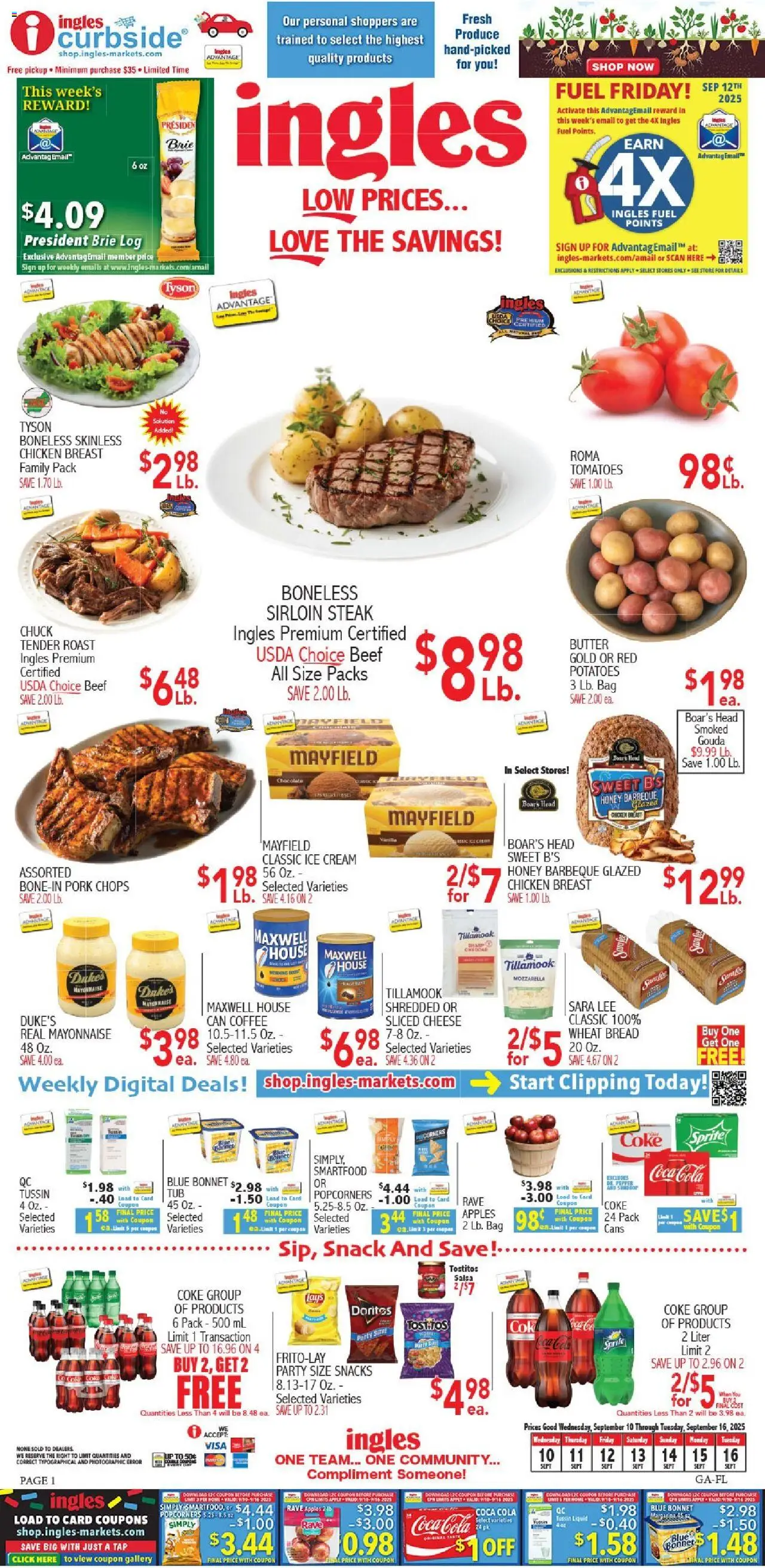 Ingles Weekly Ad - page 1- valid from 09/10/2025