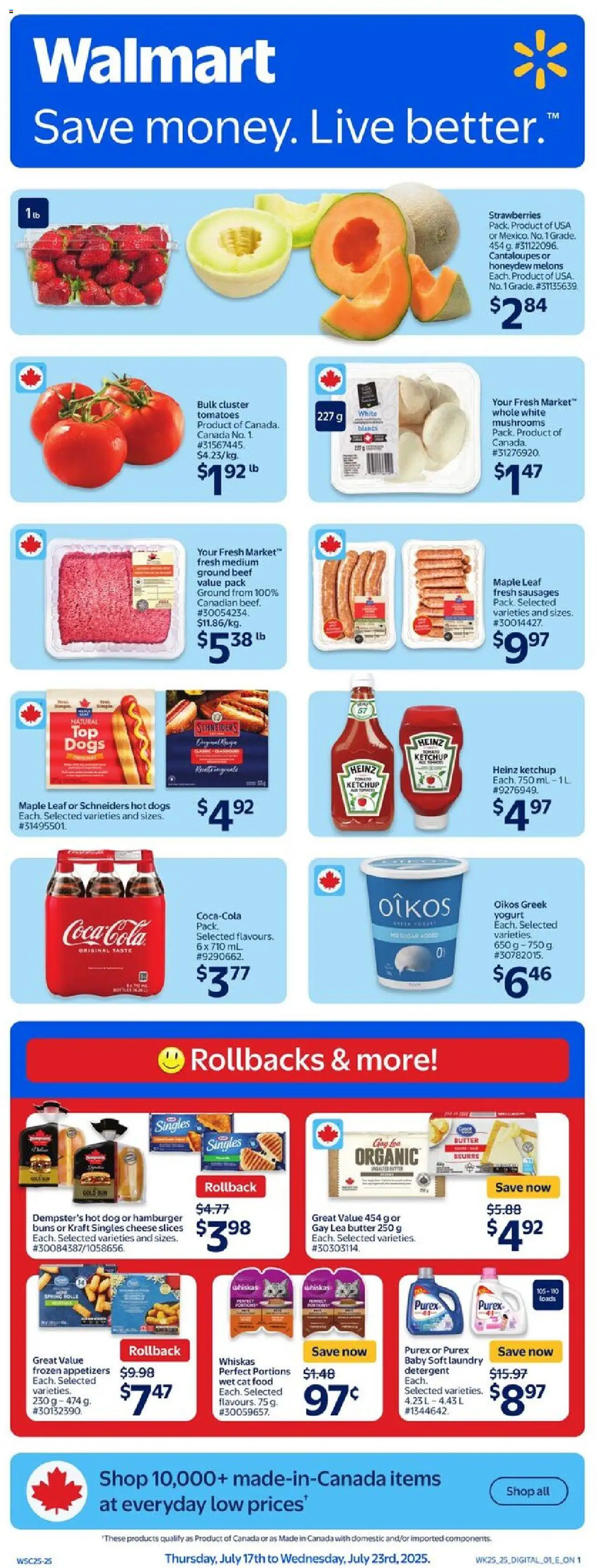 Walmart weekly flyer - page 1- valid from Jul 17, 2025